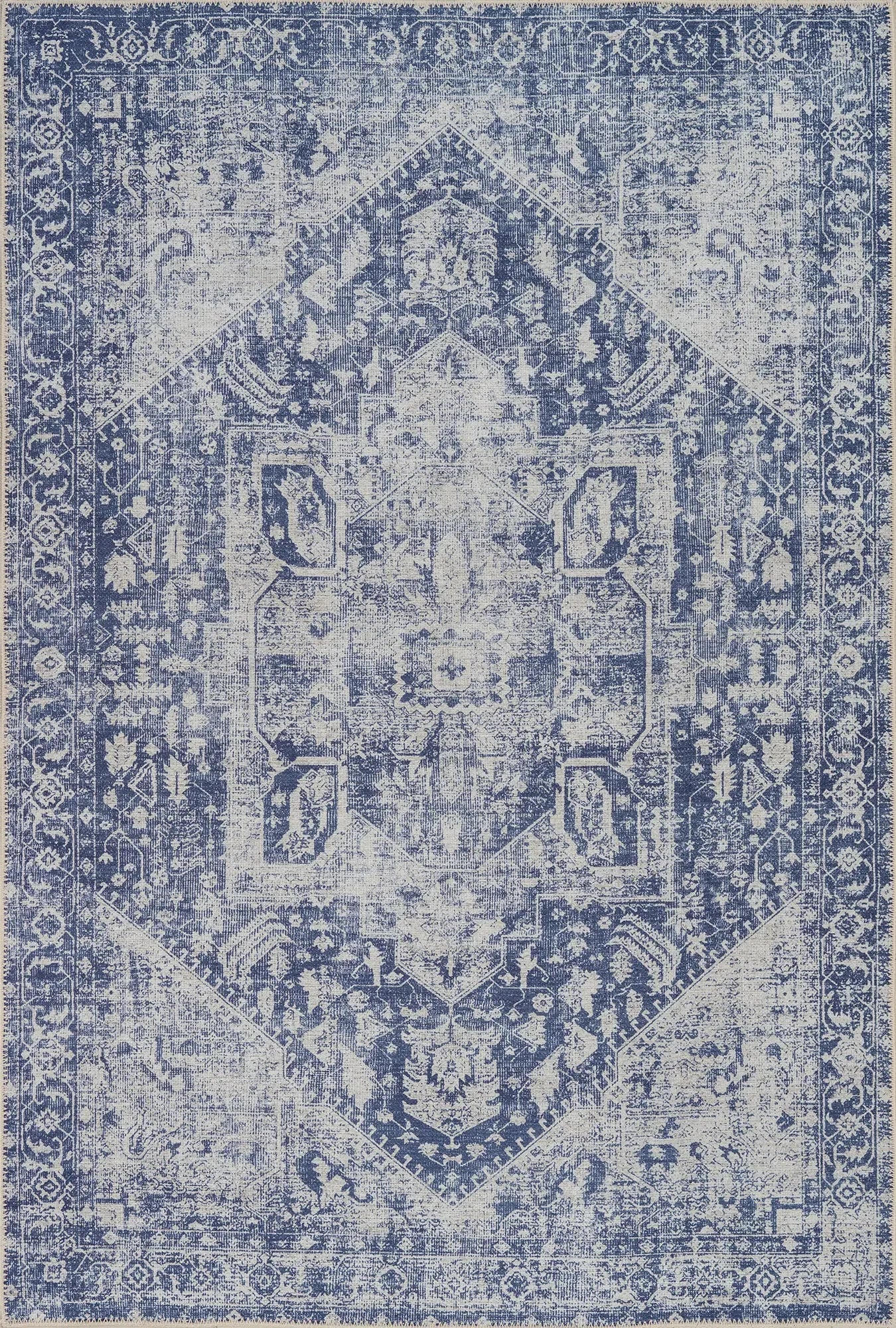 Blue Old Style Washable Rug - Bella Rugs