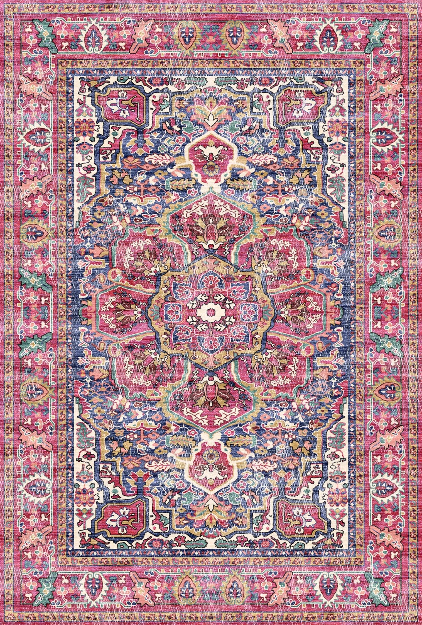 Persian Bloom Washable Area Rug