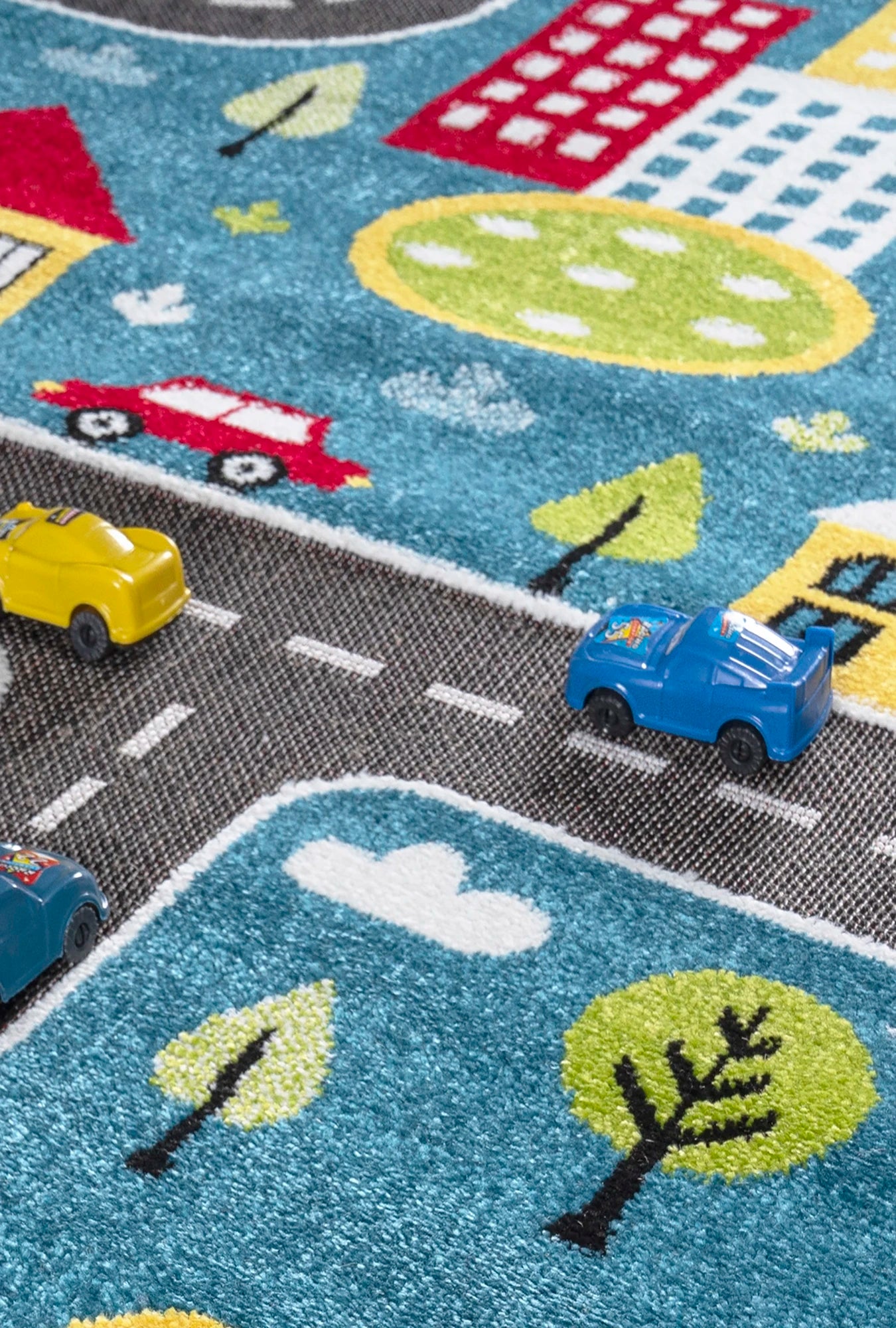 Blue Traffic Kids Rug