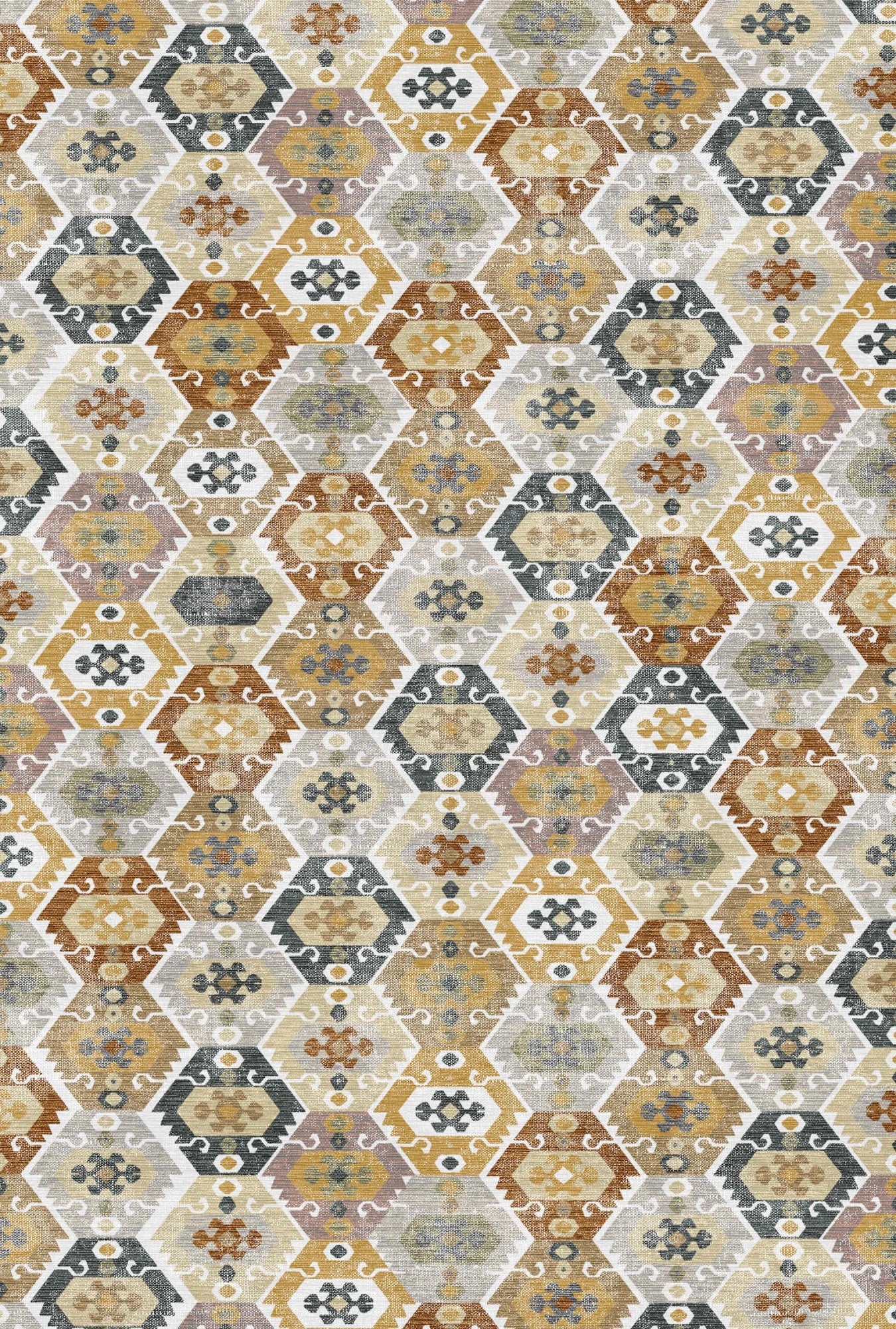 Boho Hex Tribal Washable Rug