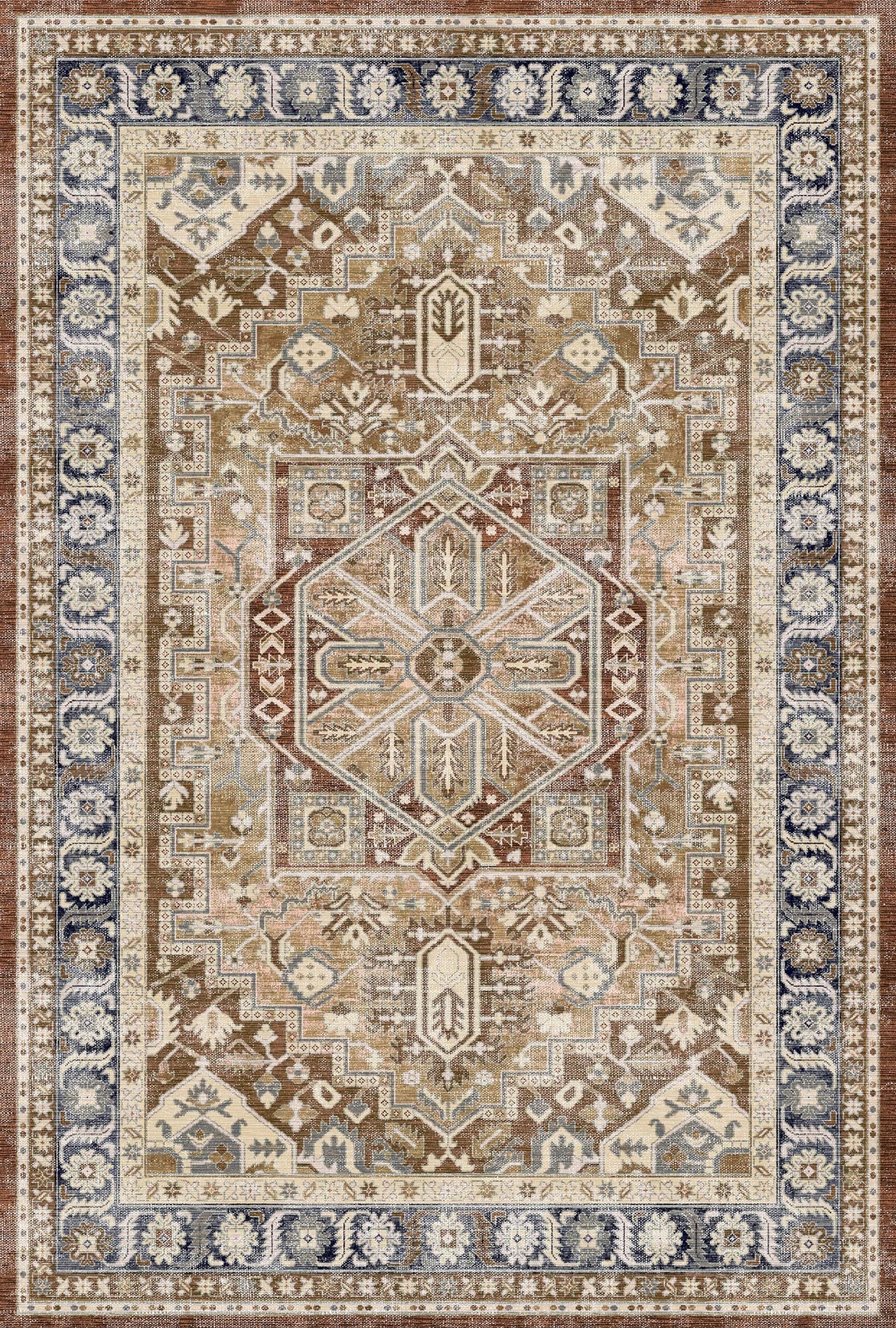 Heirloom Medallion Washable Rug