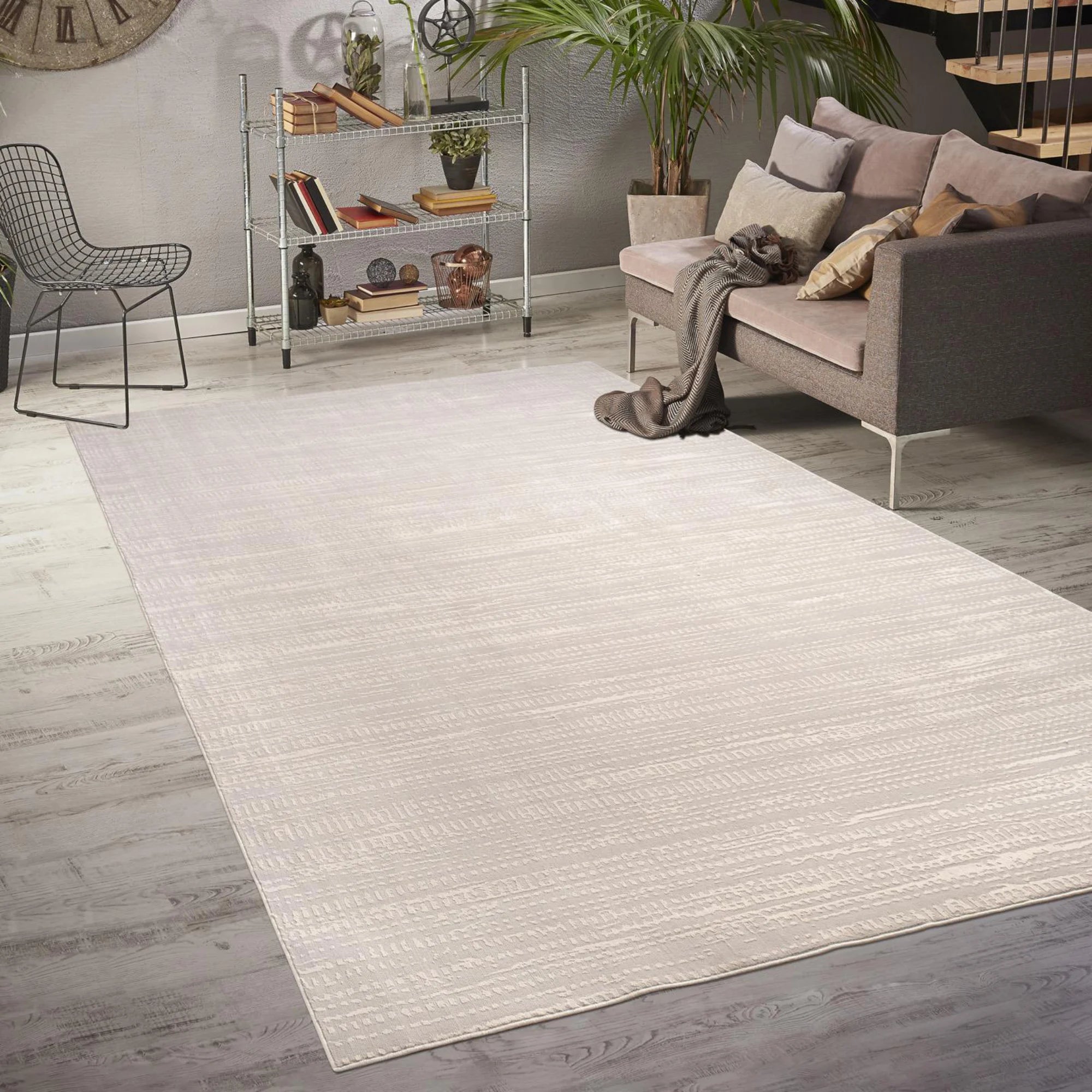 Dusty Taupe Linear Texture Rug