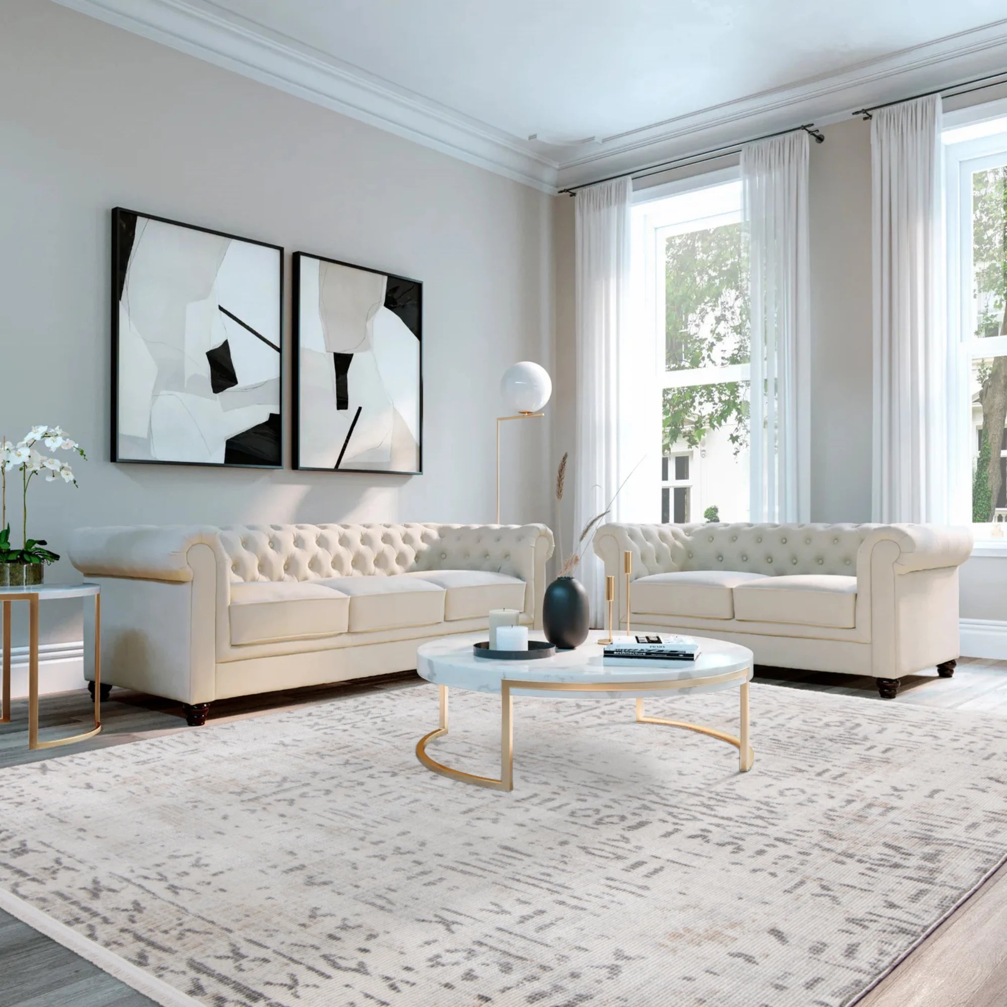 Grey Script Tribal Pattern Rug