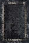 Shadow Frame Faded Vintage Rug Black