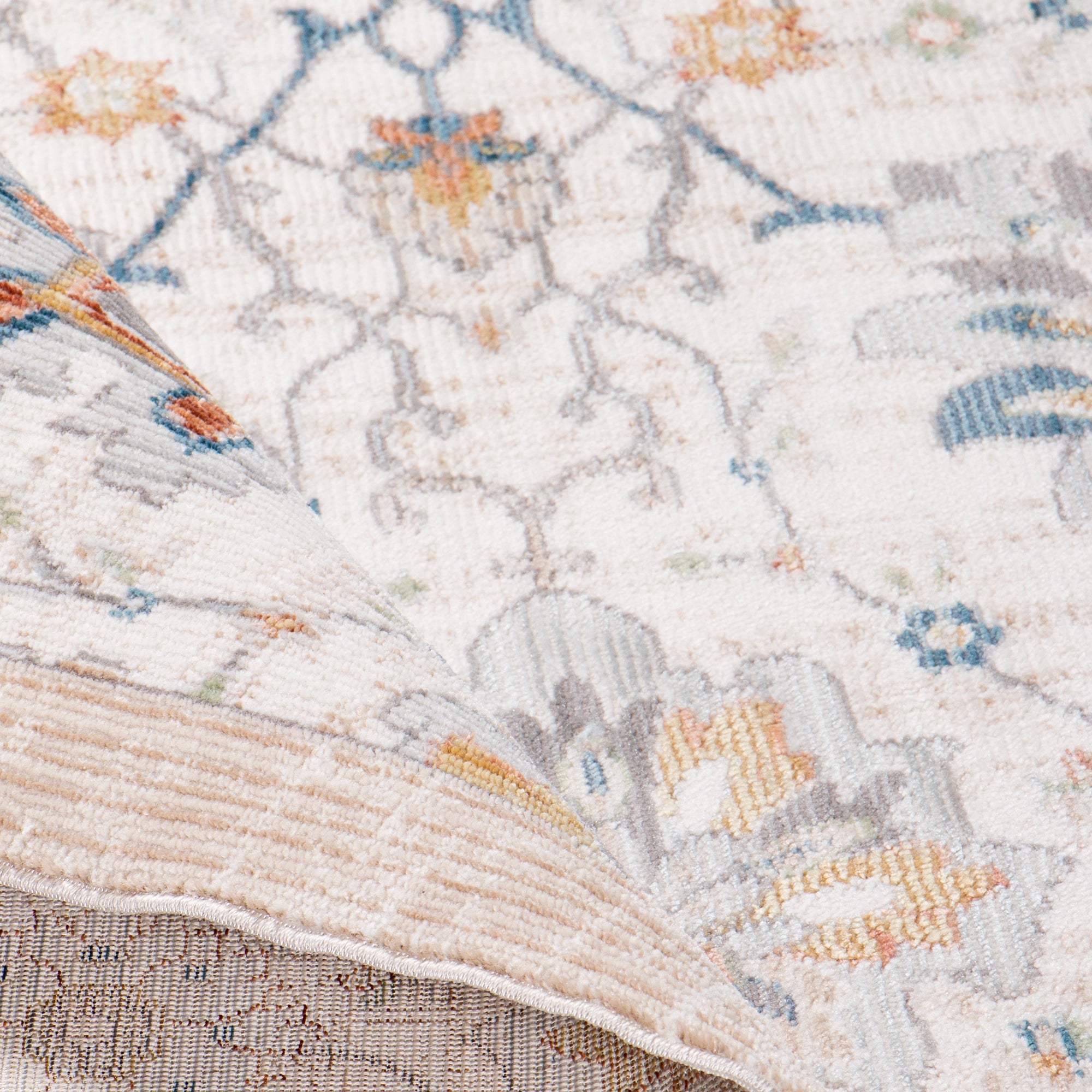 Floral Lattice Cream Garden Rug