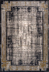 Modern Greco Border Charcoal Rug Black