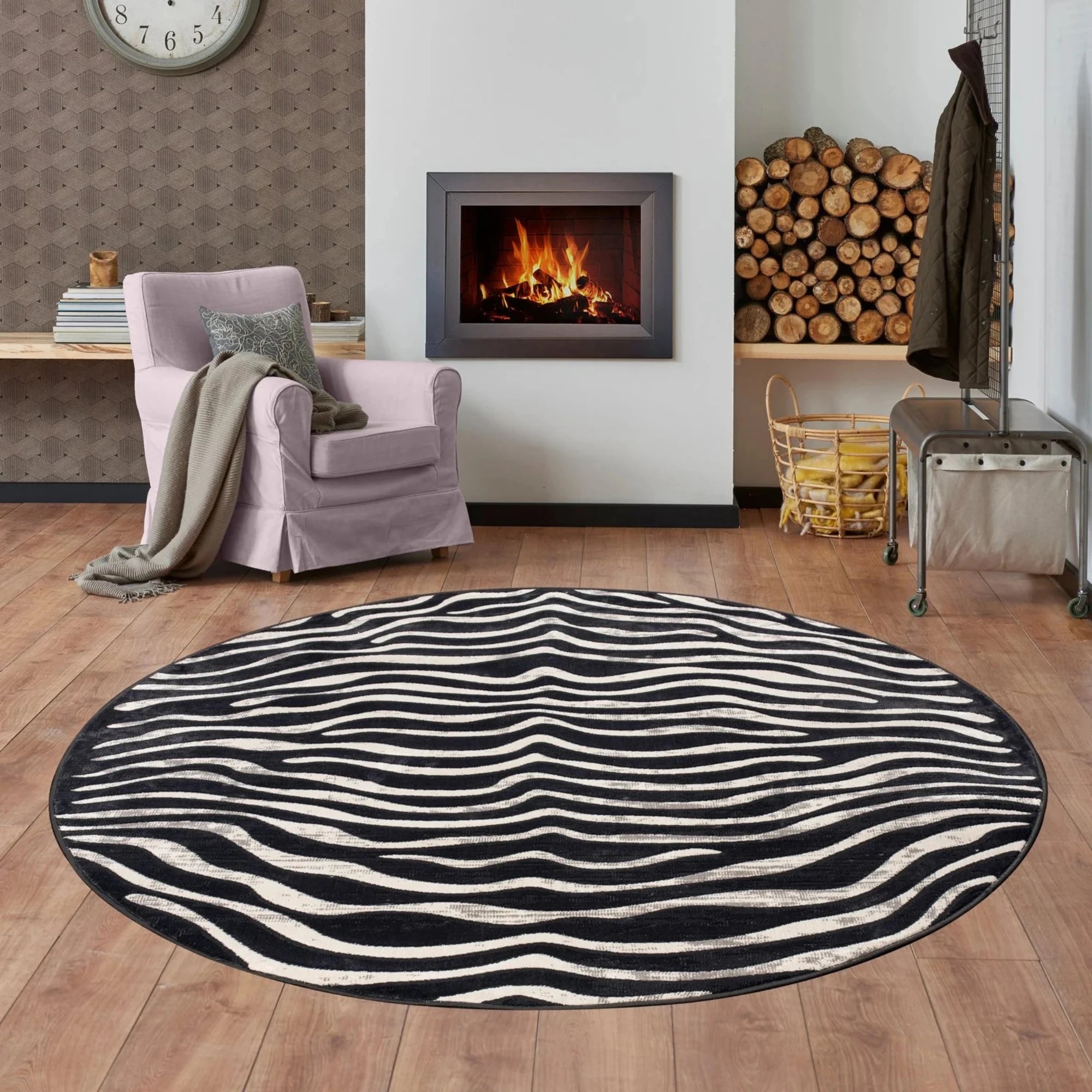 Savage Stripes Zebra Print Rug