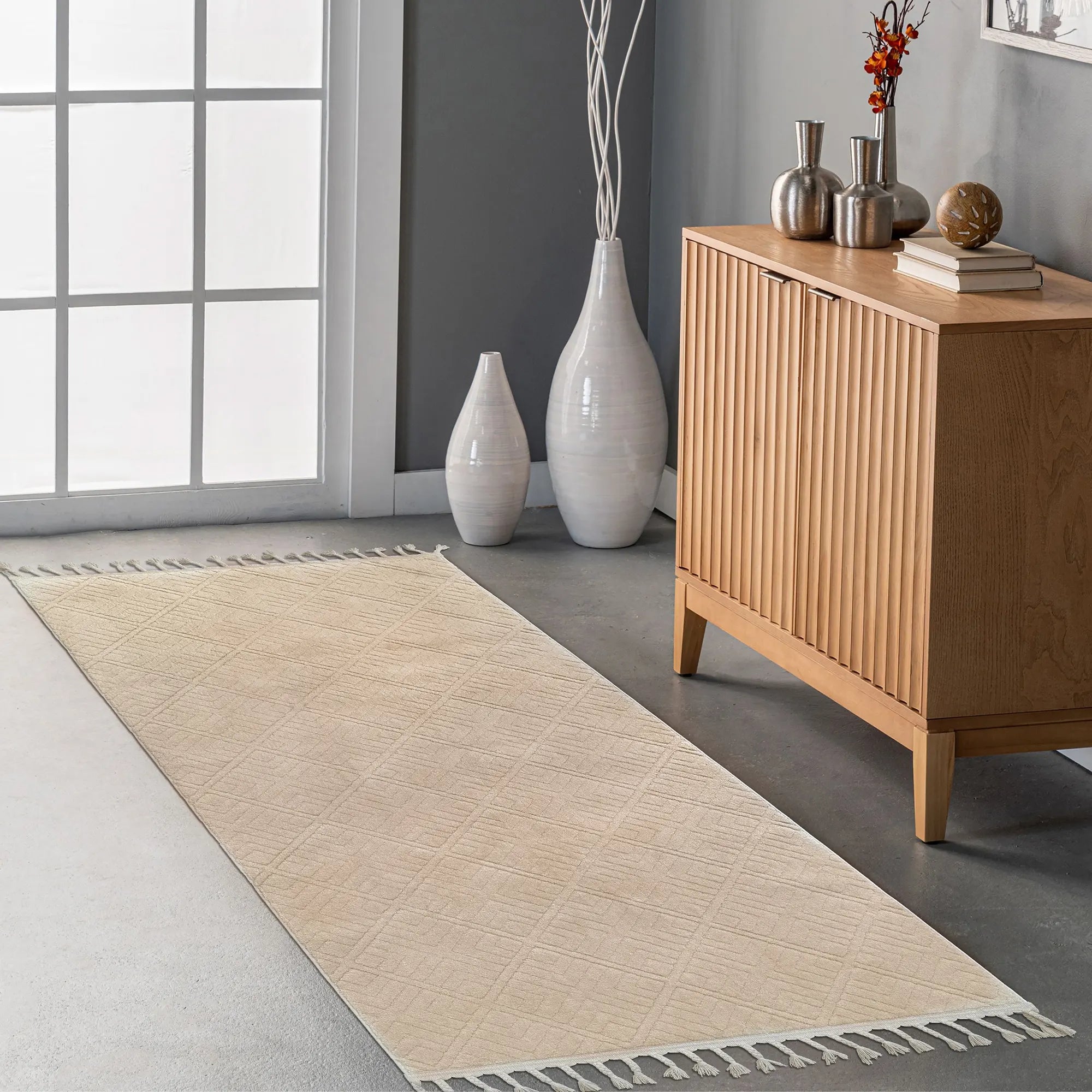 Nordic Soft Rug Beige Vintage Pattern - Bella Rugs