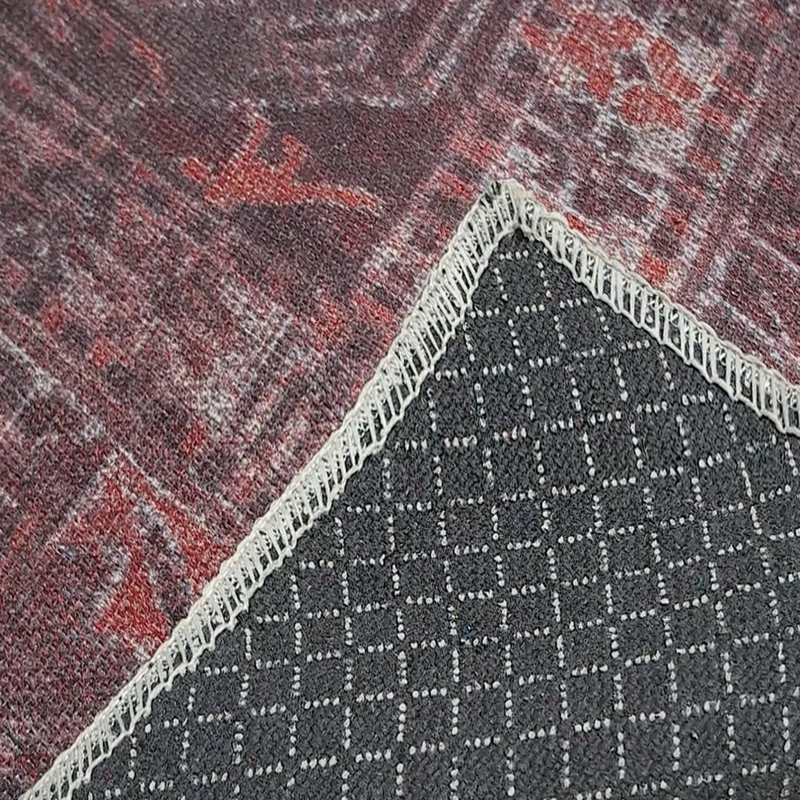 Romantic Vintage Washable Red Rug - Bella Rugs