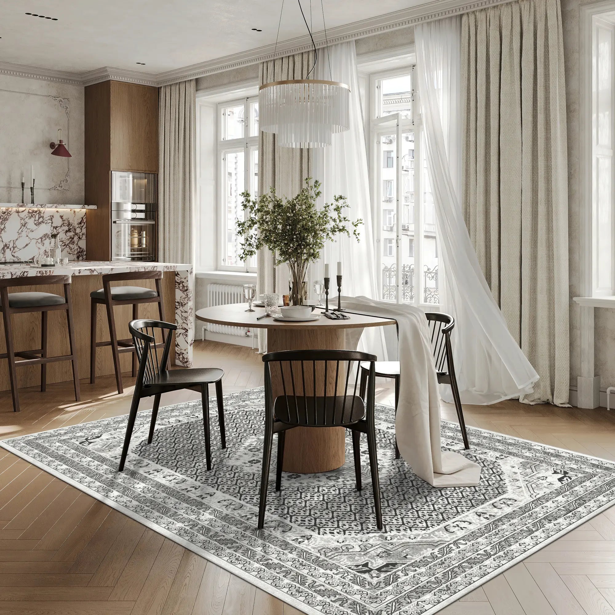 Vintage Gray Medallion Rug