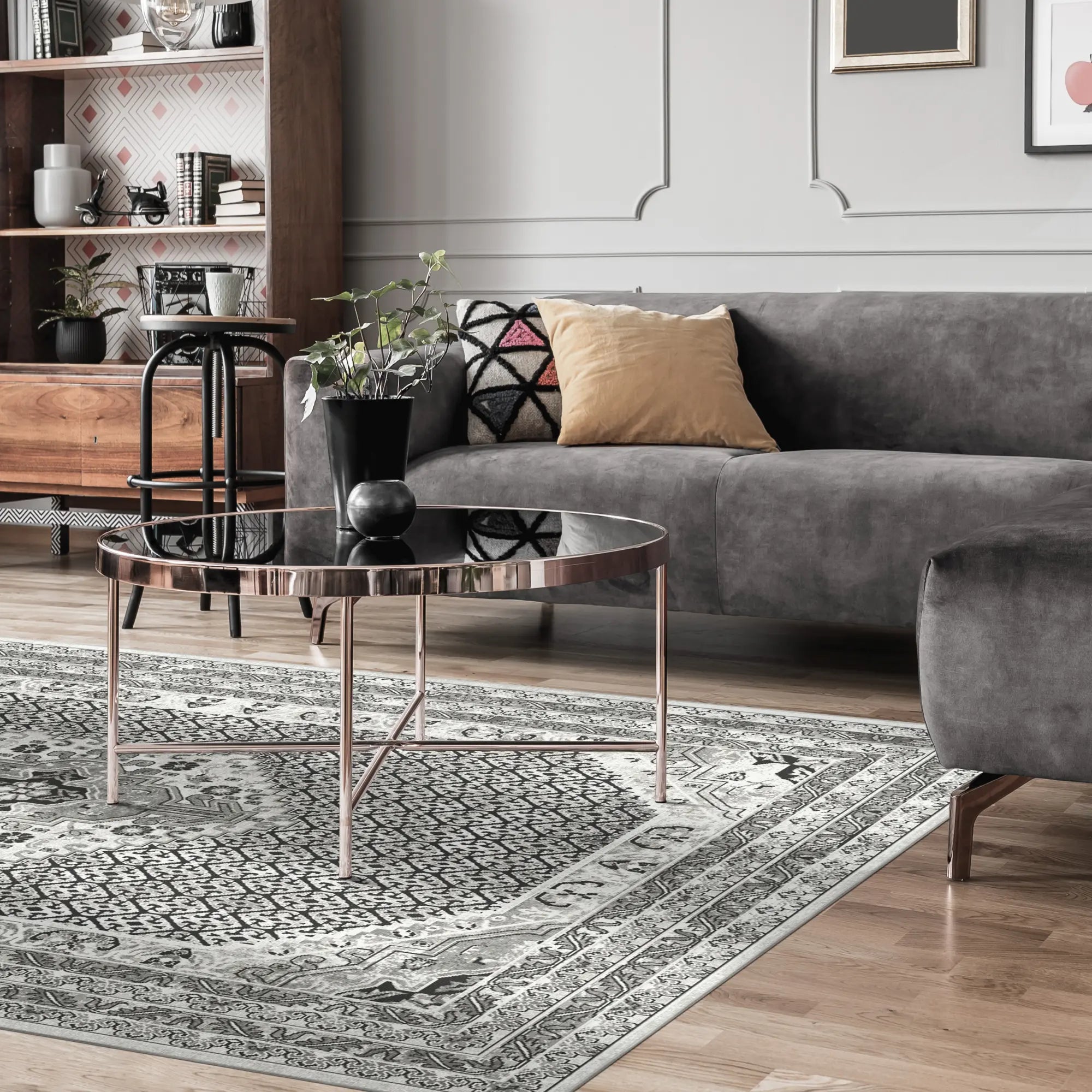 Vintage Gray Medallion Rug