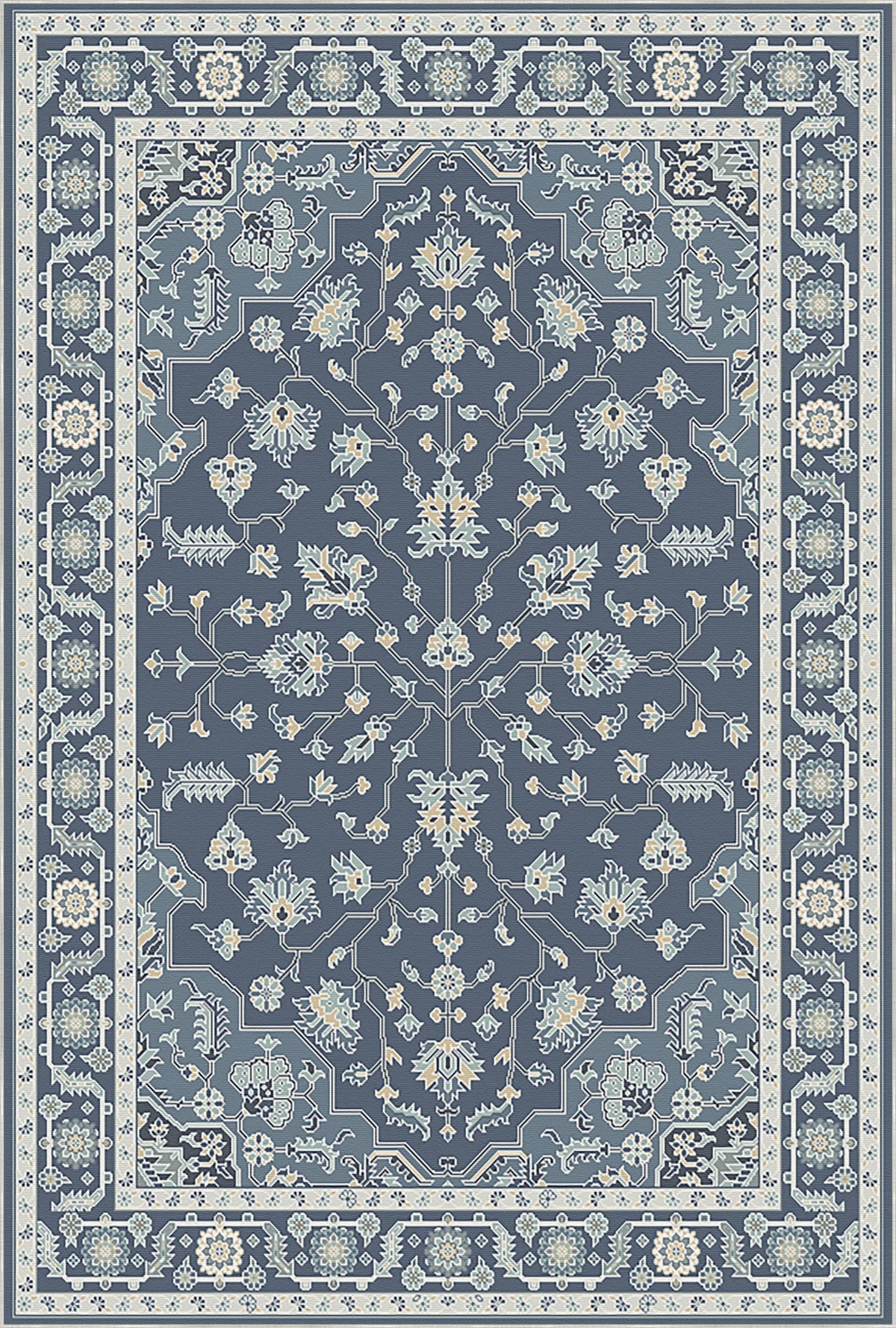 Deep Navy Rugs Navy Pearl Eden Rug | Deep Blue & Ivory Botanical Area Rug – Bella Rugs