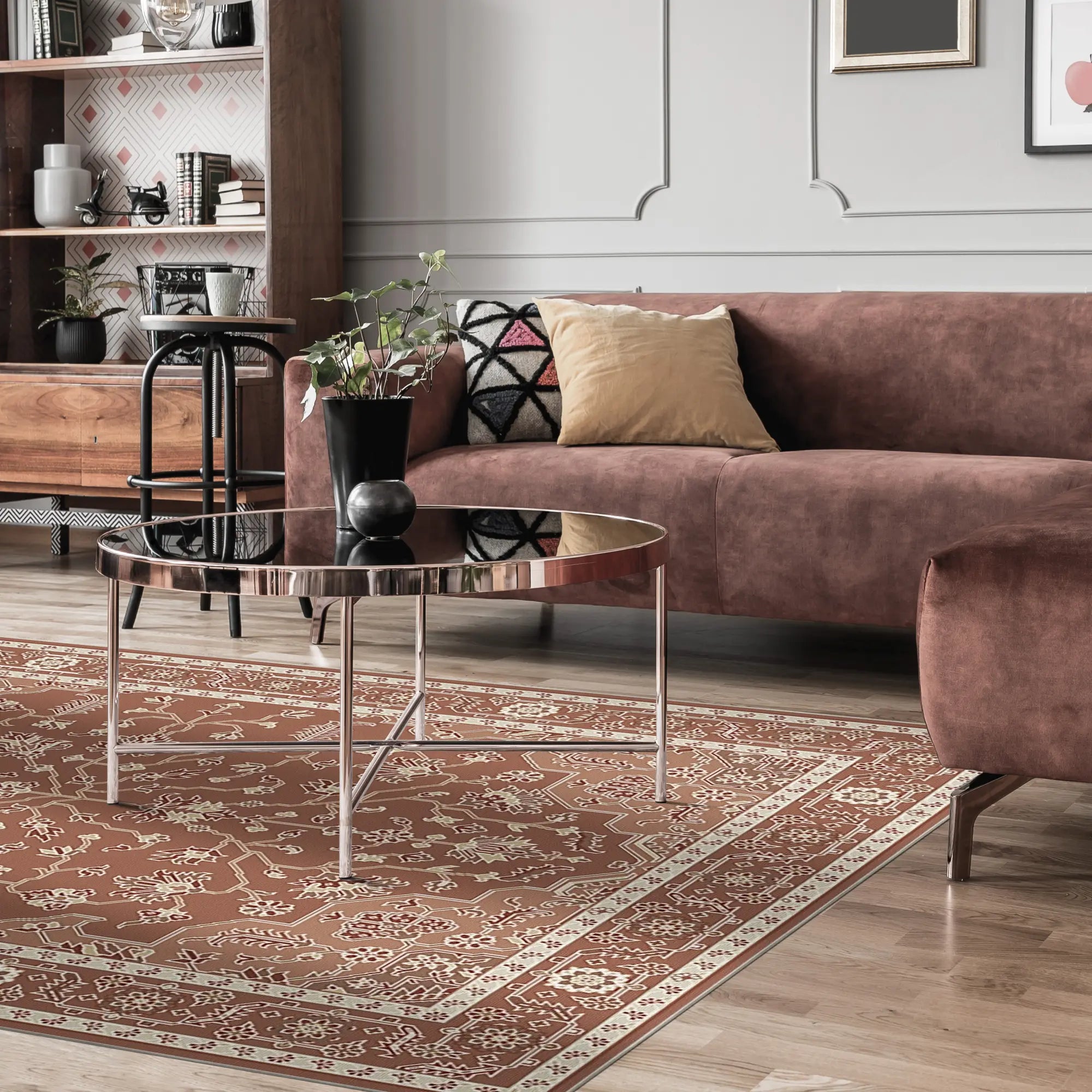 Terracotta Ivory Eden Rug