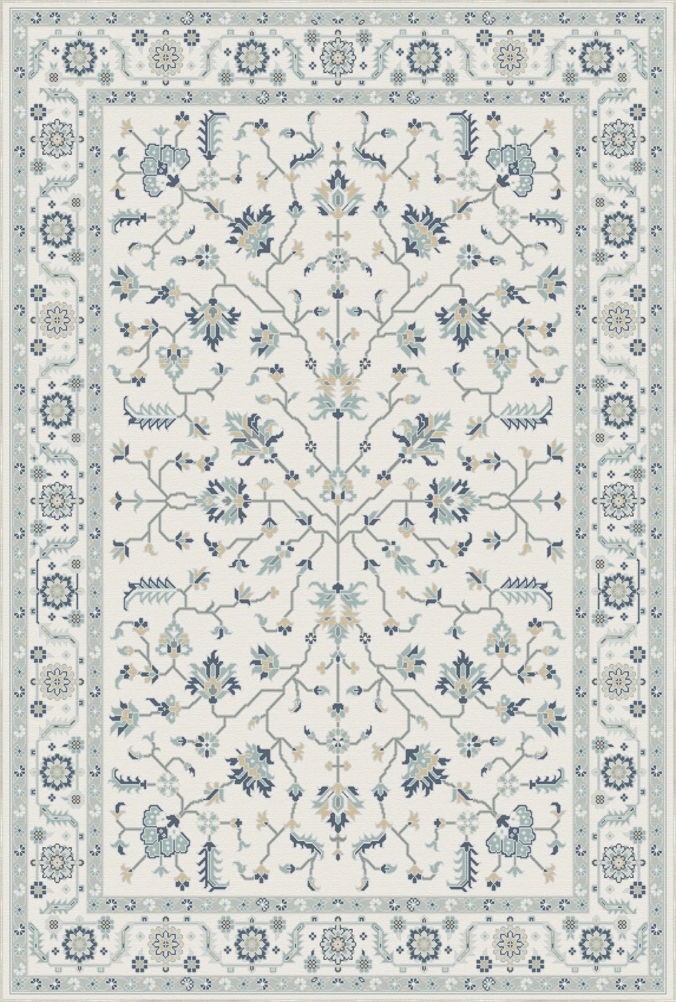 Spruce Tree Rug Alabaster Spruce Arbor Rug | Cream & Green Botanical Area Rug – Bella Rugs