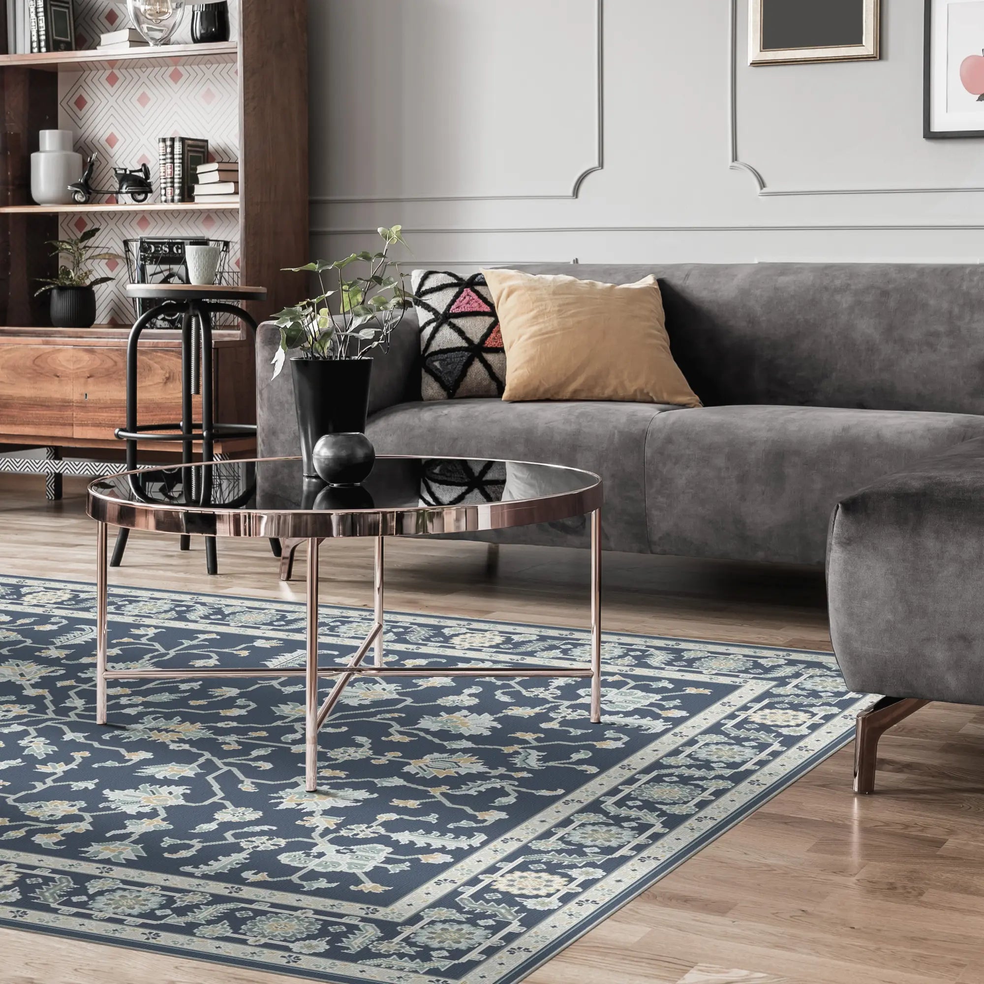 Navy Ivory Arbor Rug