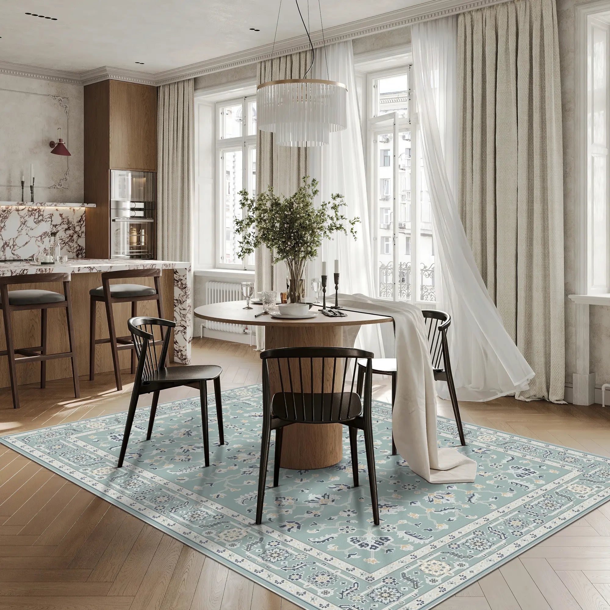 Turquoise Ivory Arbor Rug