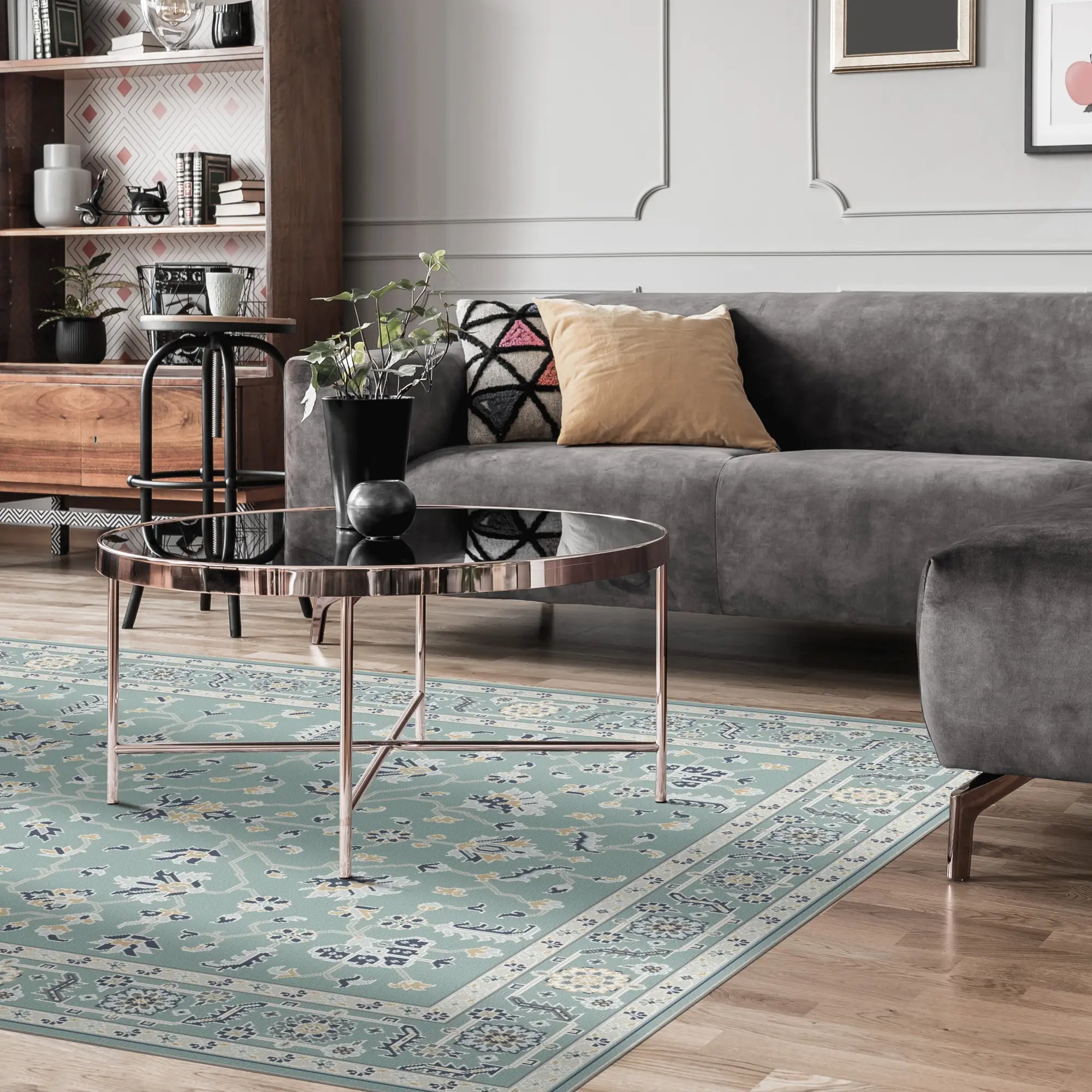 Turquoise Ivory Arbor Rug