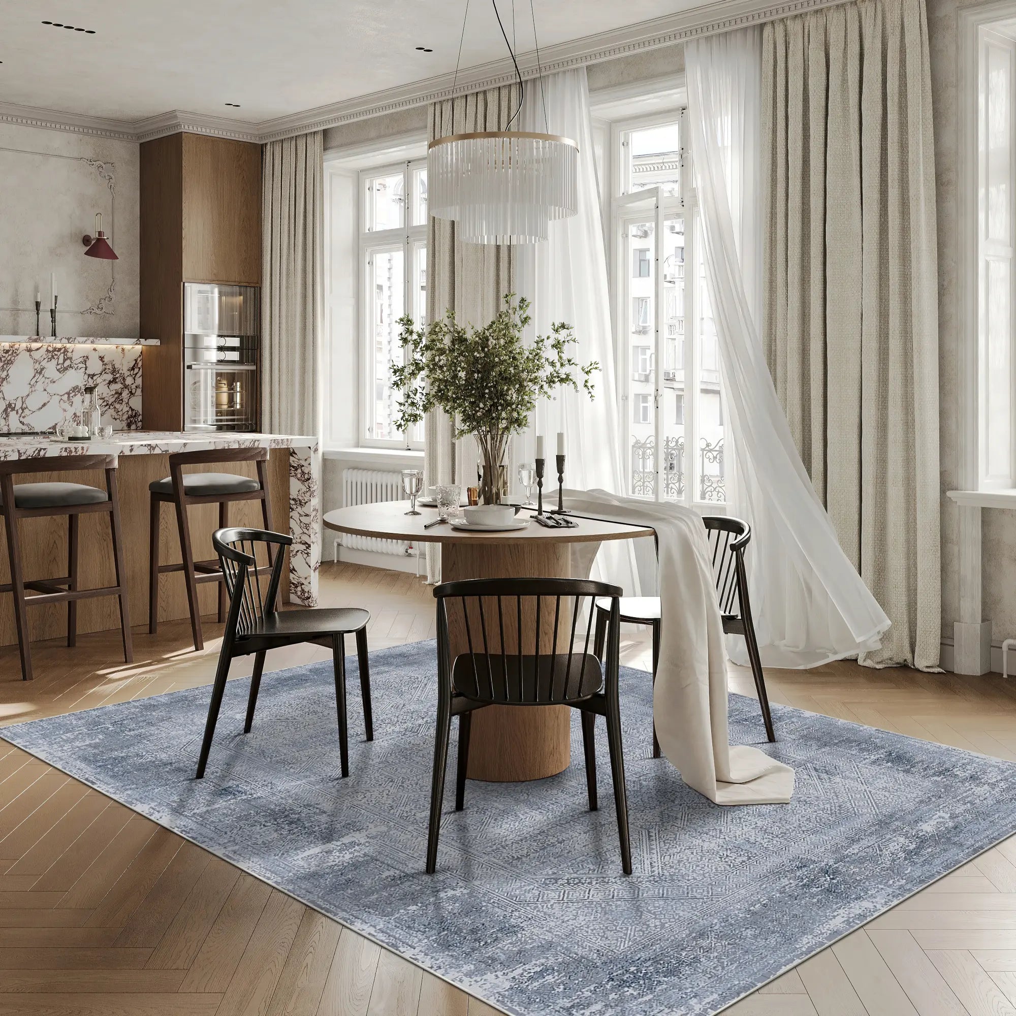 Slate Blue Cipher Relic Rug