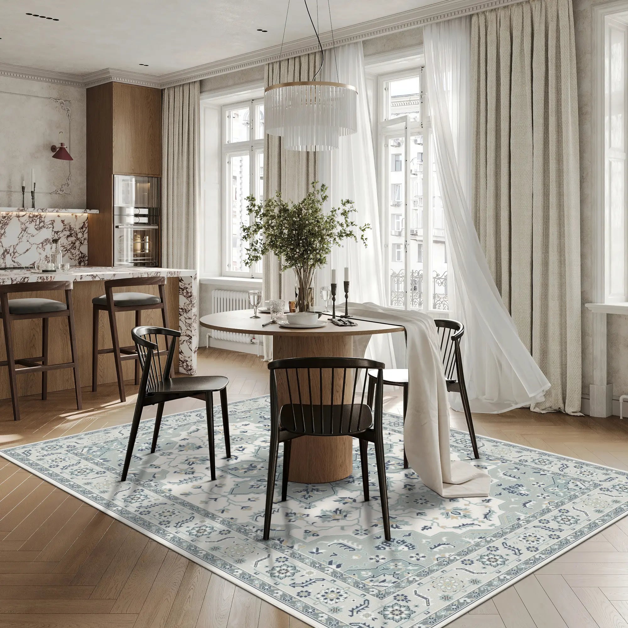 Lyra Sage White Rug