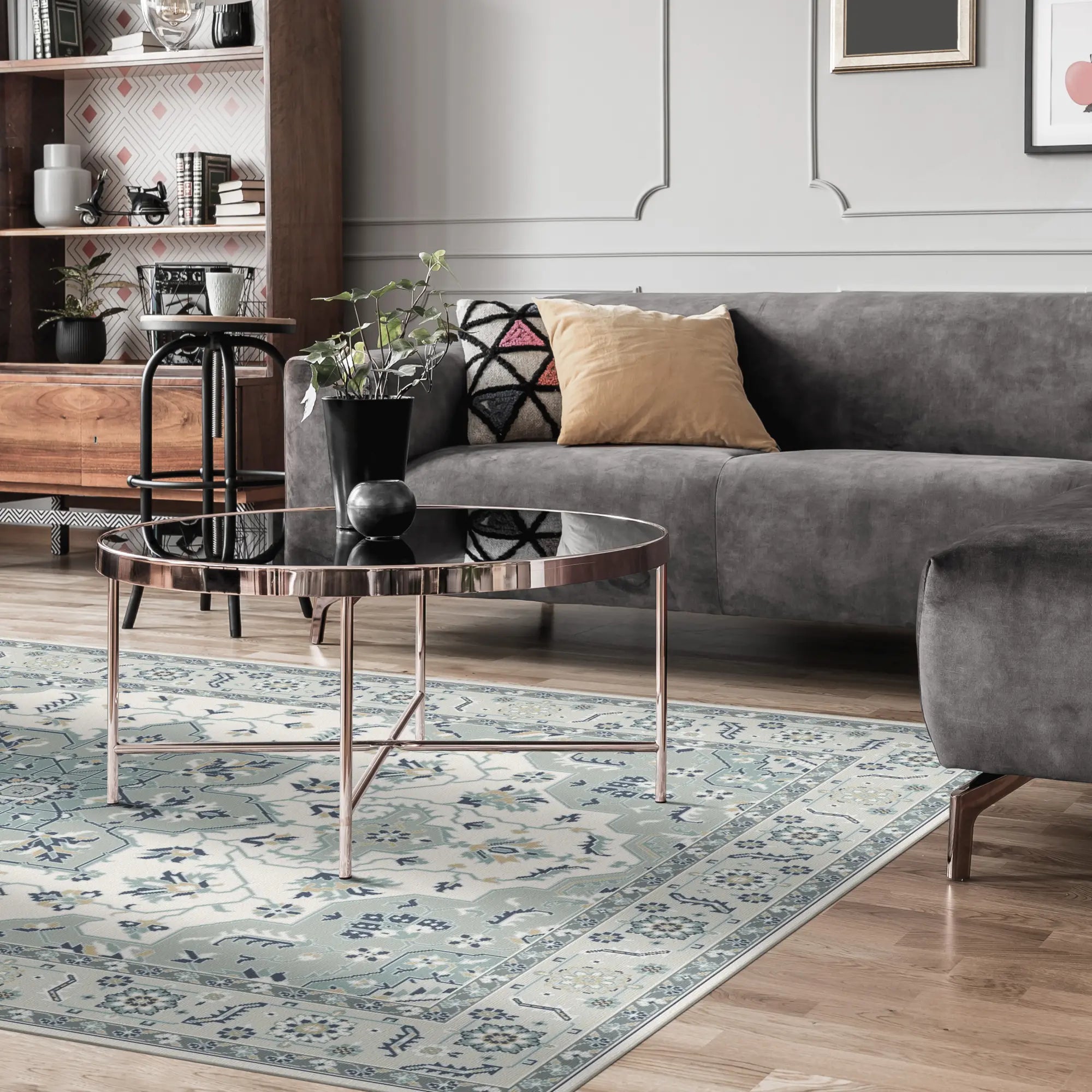 Lyra Sage White Rug