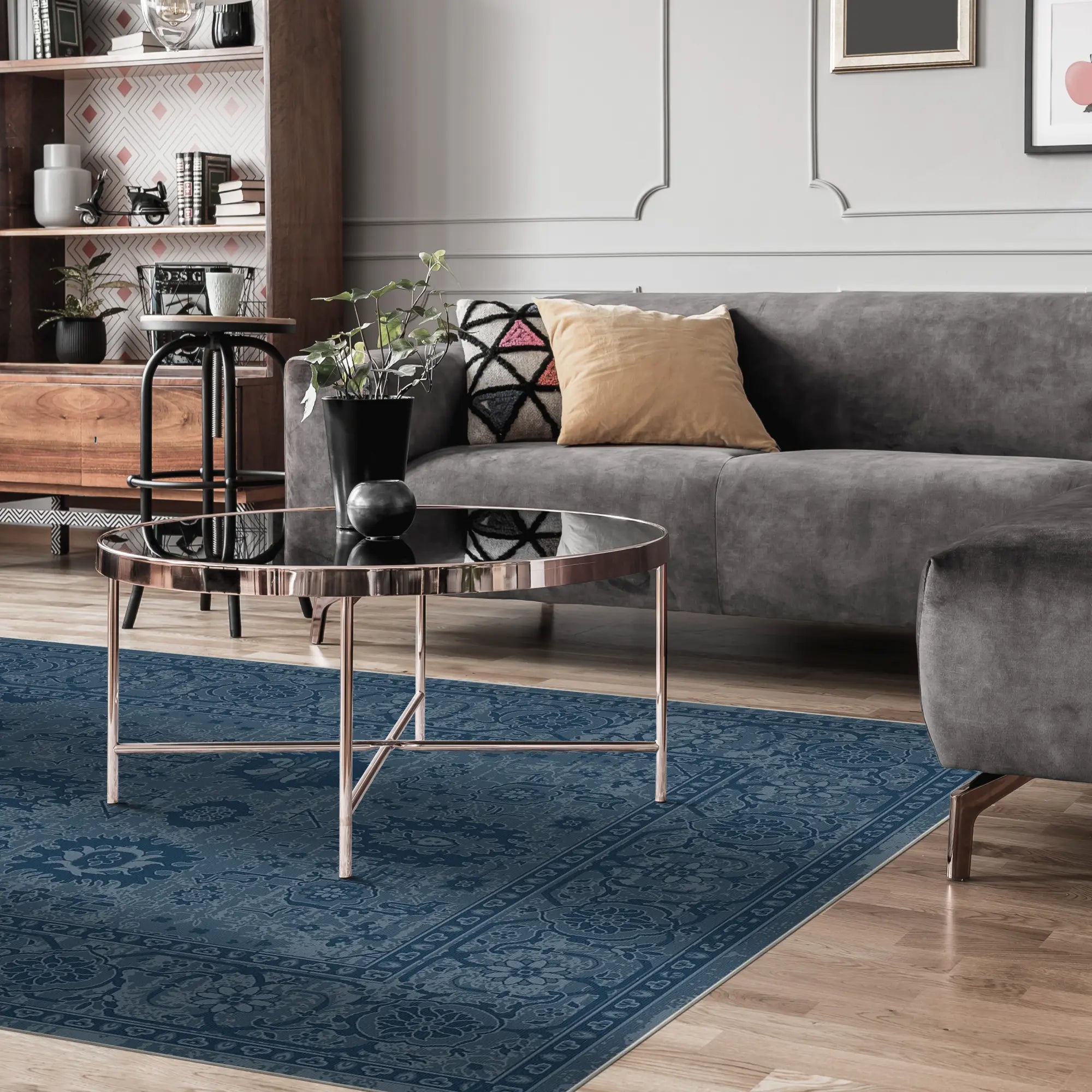 Legacy Distressed Floral Navy Blue Rug