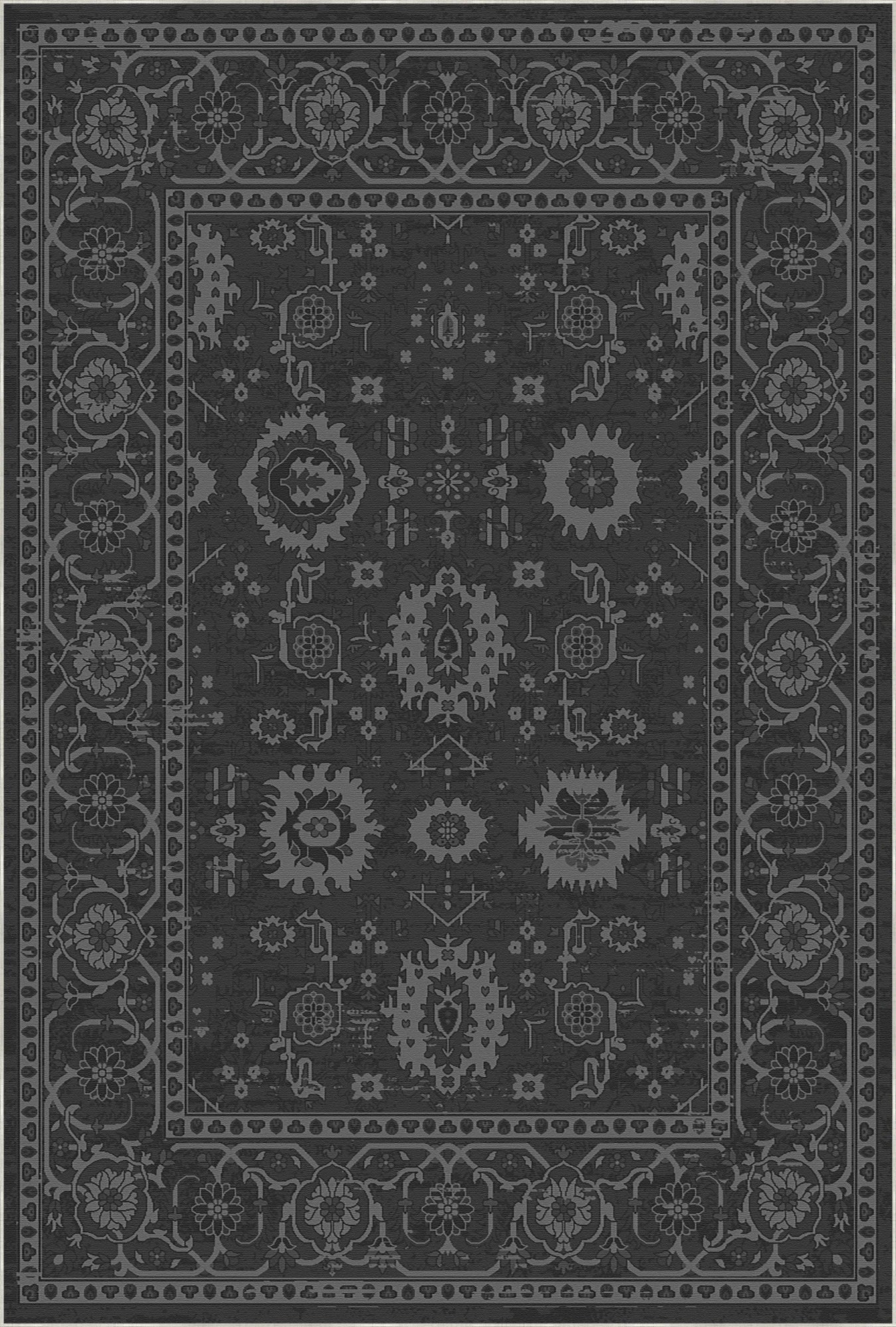 Legacy Eroded Floral Charcoal Rug