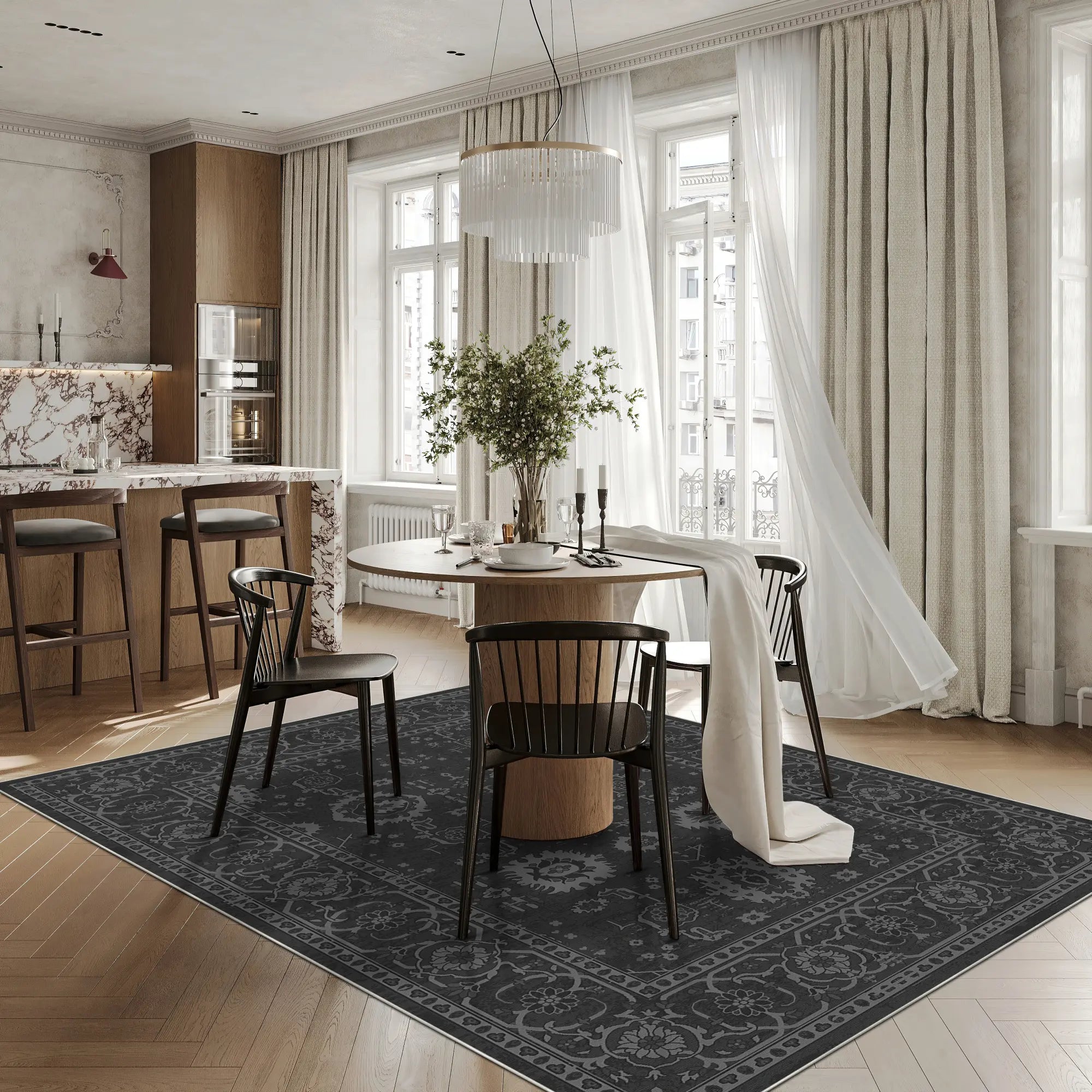 Legacy Eroded Floral Charcoal Rug