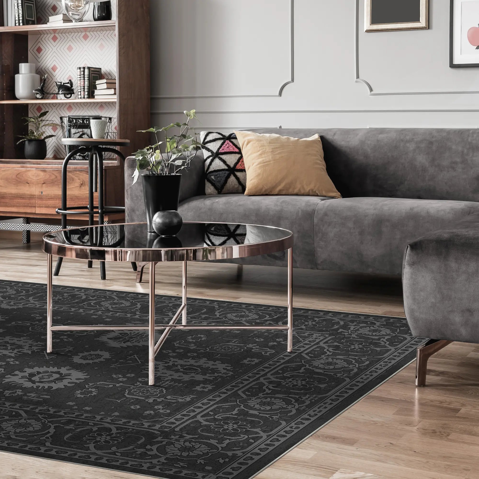 Legacy Eroded Floral Charcoal Rug