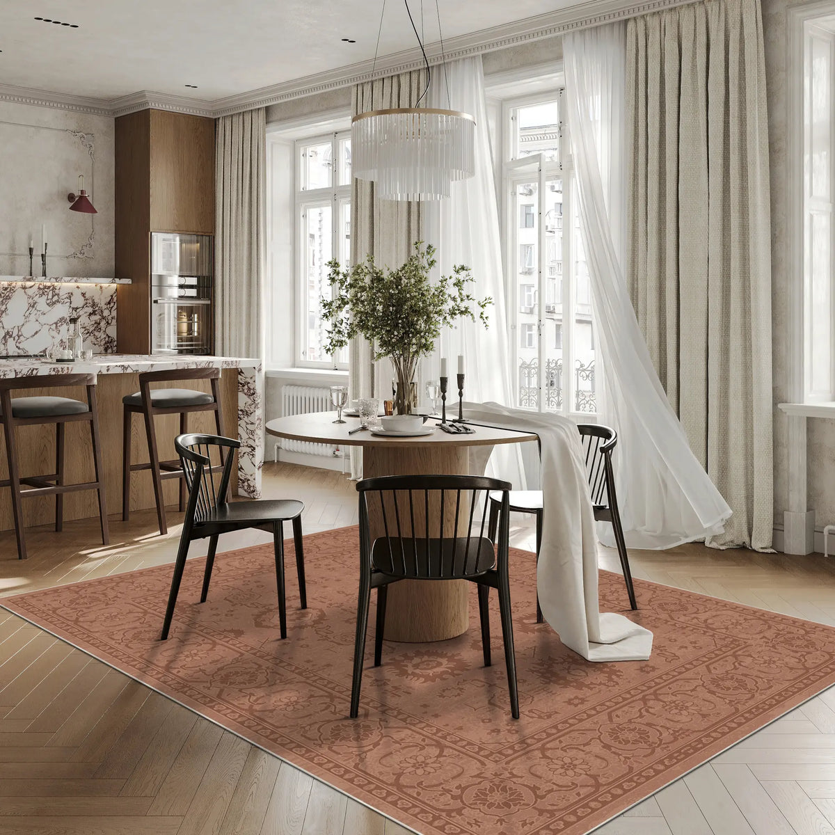 Rust Rose Rug Legacy Eroded Floral Rust Rug – Bella Rugs