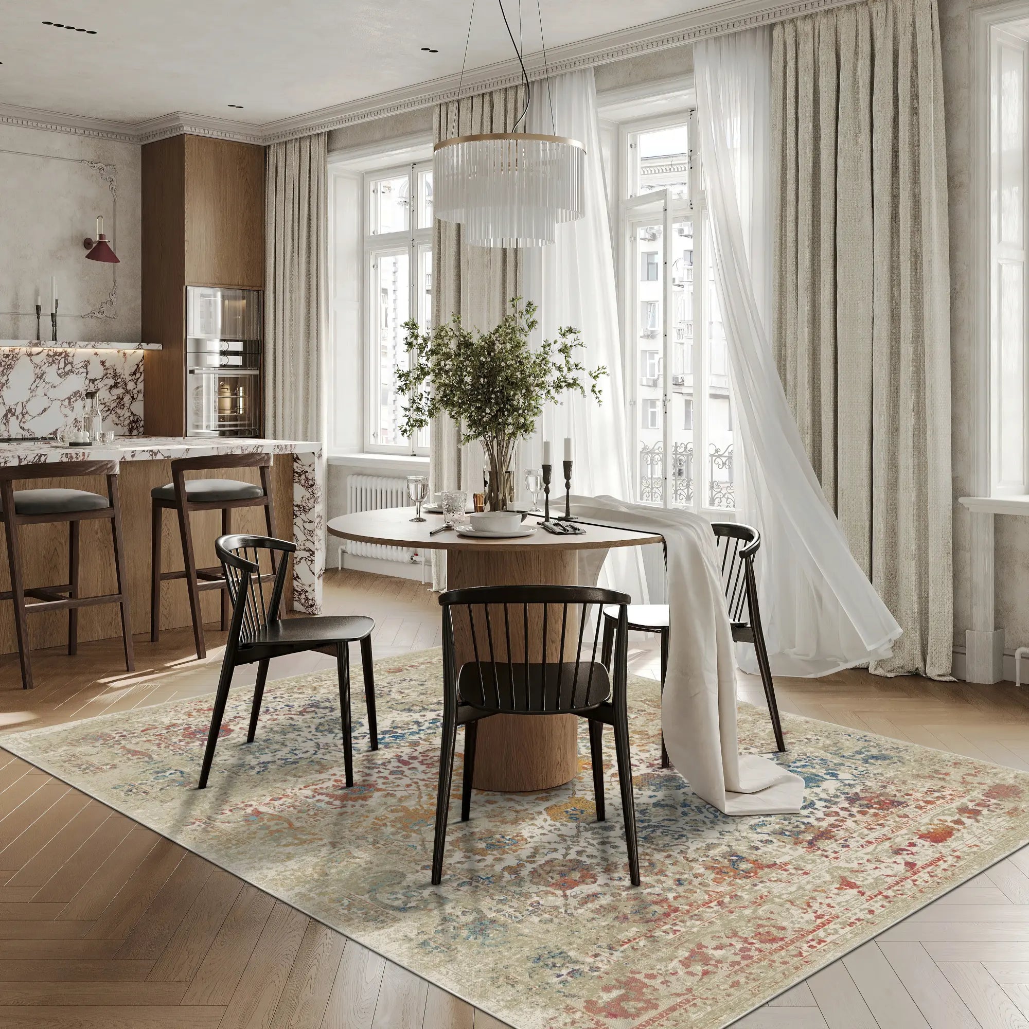 Sapphire Beige Botanical Bloom Rug