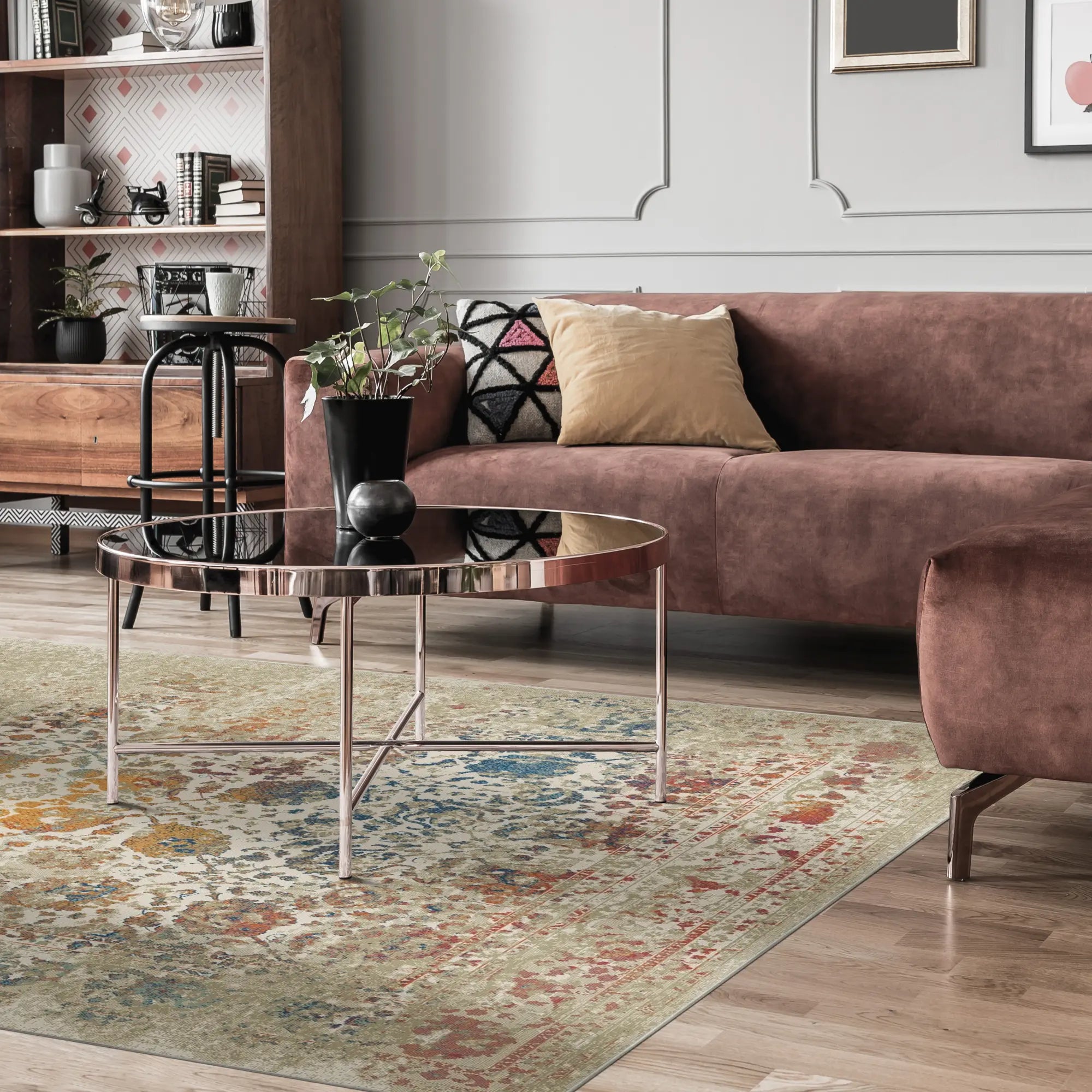 Sapphire Beige Botanical Bloom Rug
