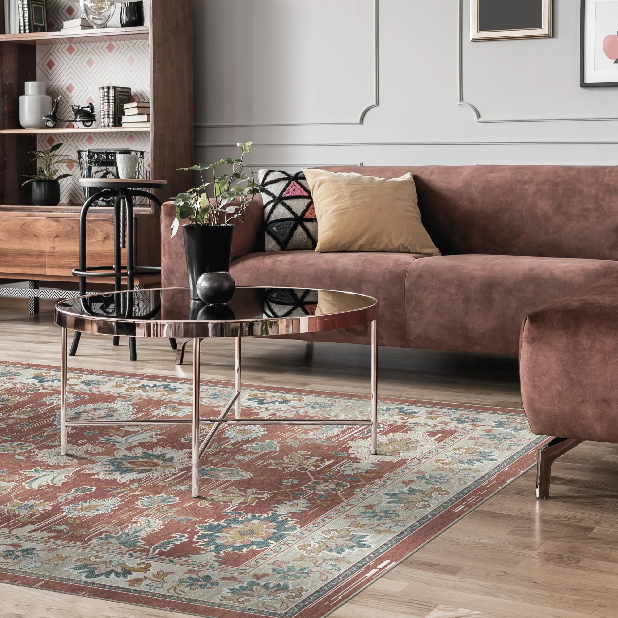 Ember Distressed Botanical Terracotta
