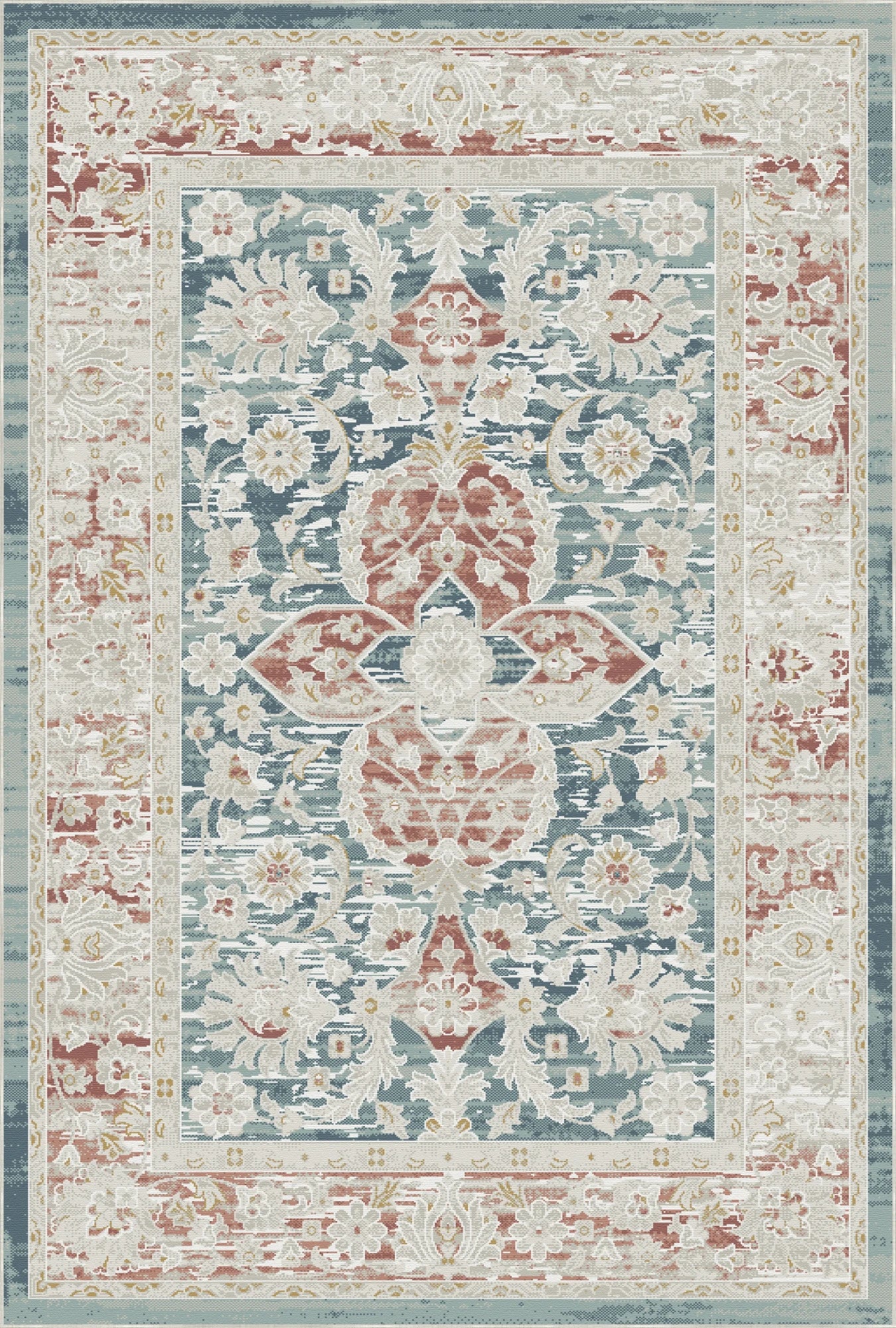 Ancestral Weathered Floral Blue