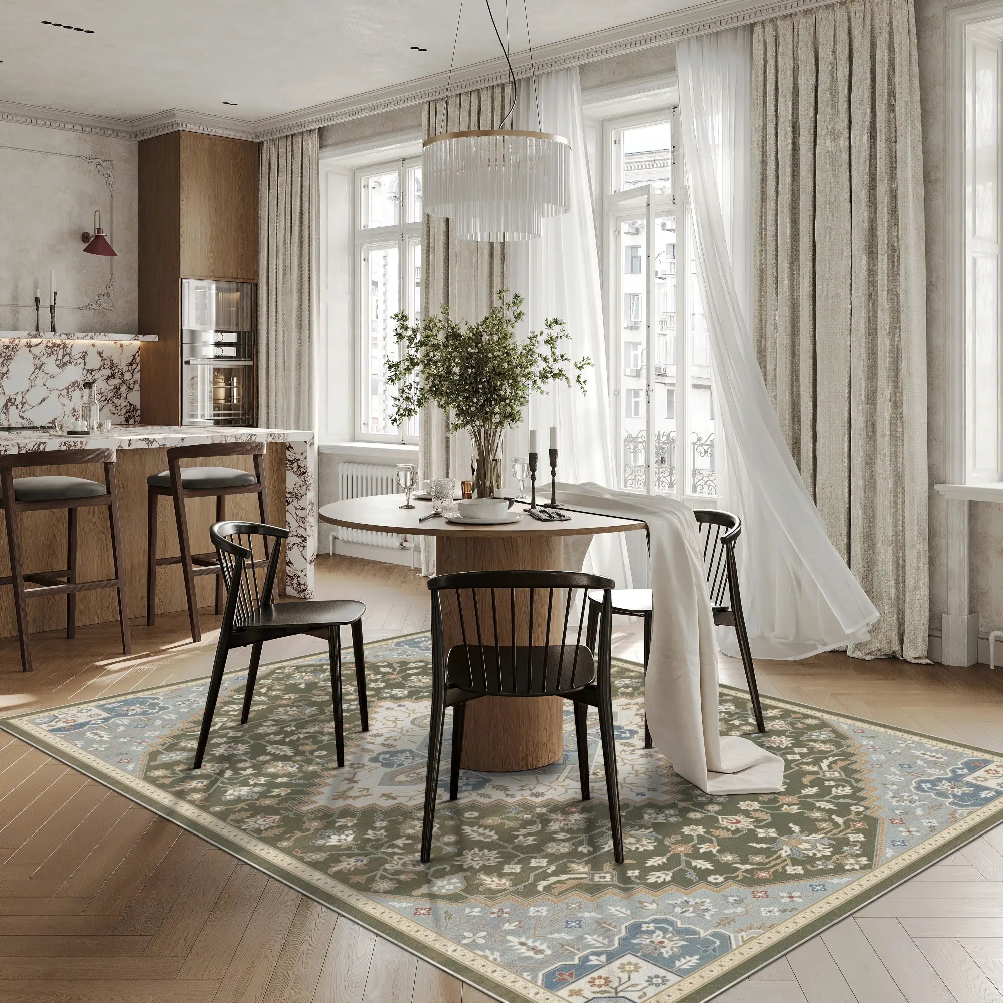 Pearl Green Medallion Rug