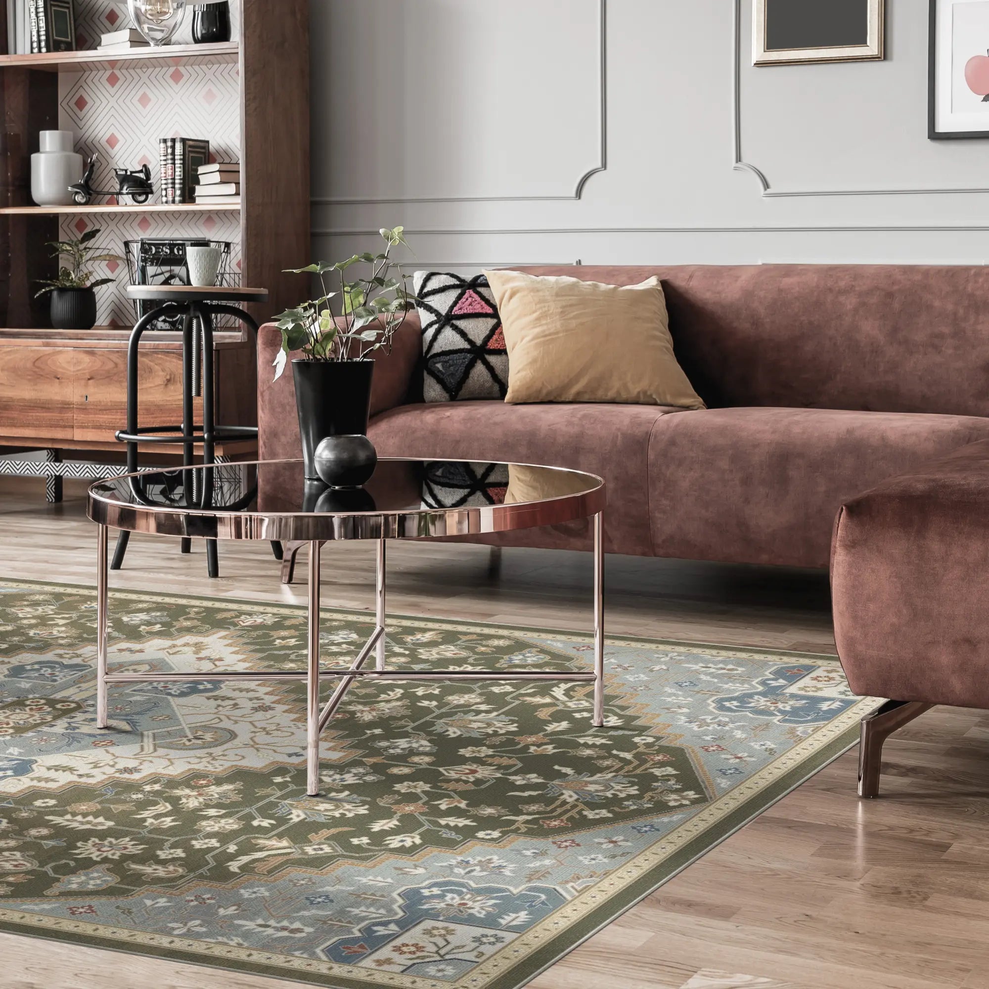 Pearl Green Medallion Rug