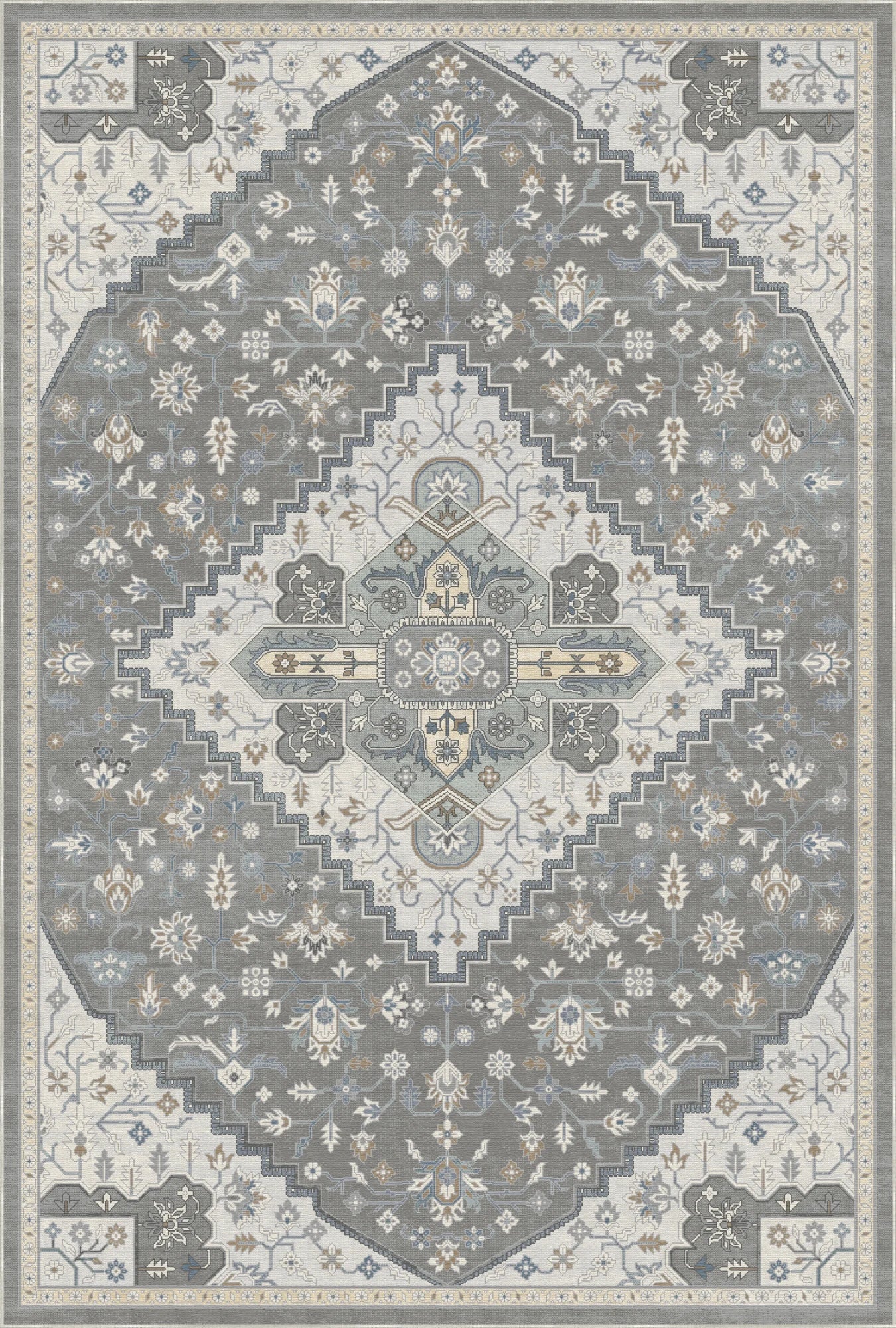 Pearl Silver Medallion Rug