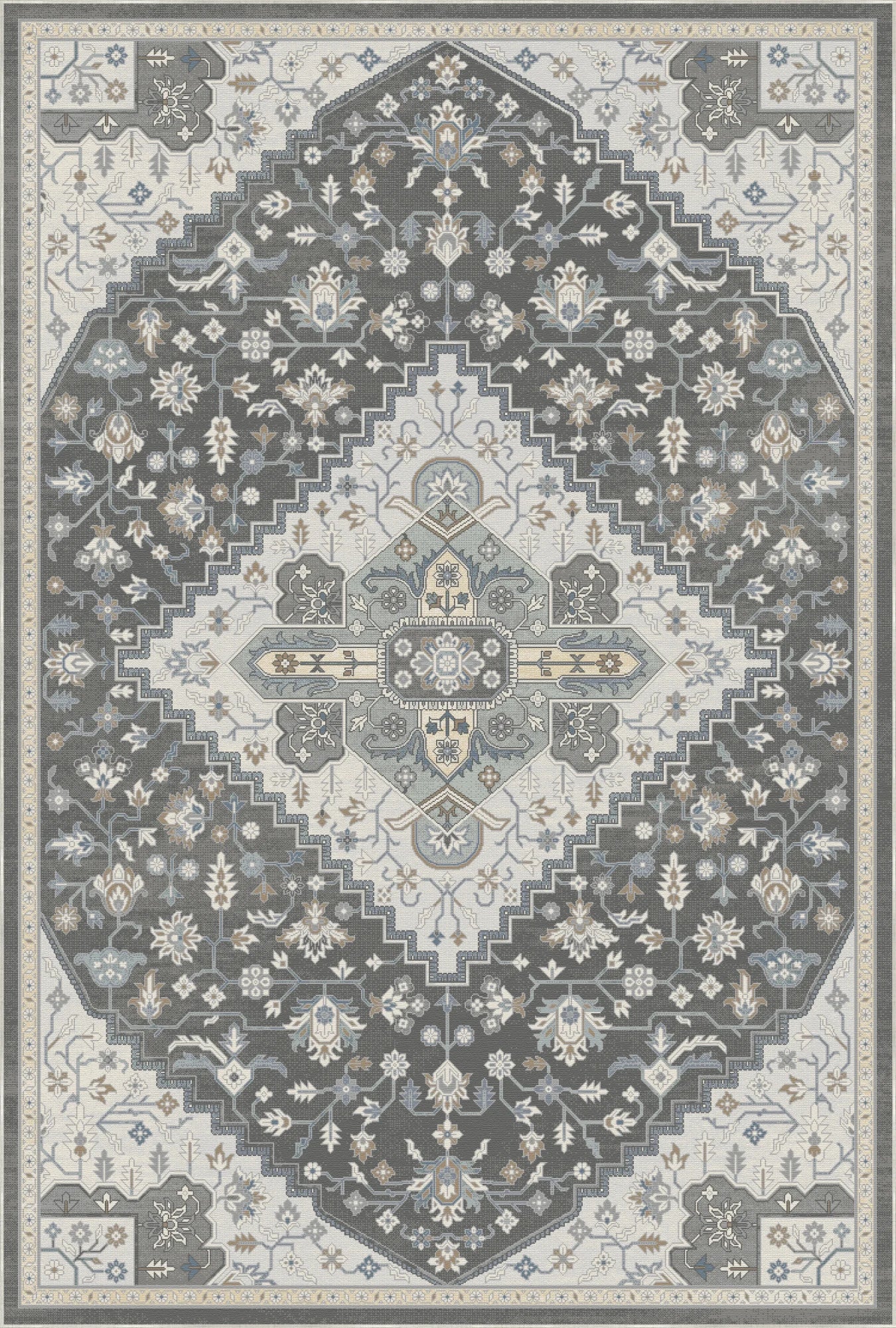 Pearl Gray Medallion Rug