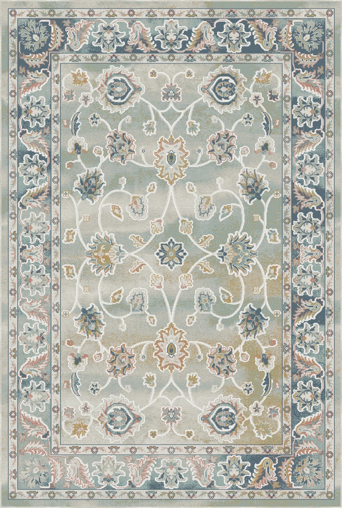 Blue Bordered Rug Nobility Blue Bordered Rug – Bella Rugs