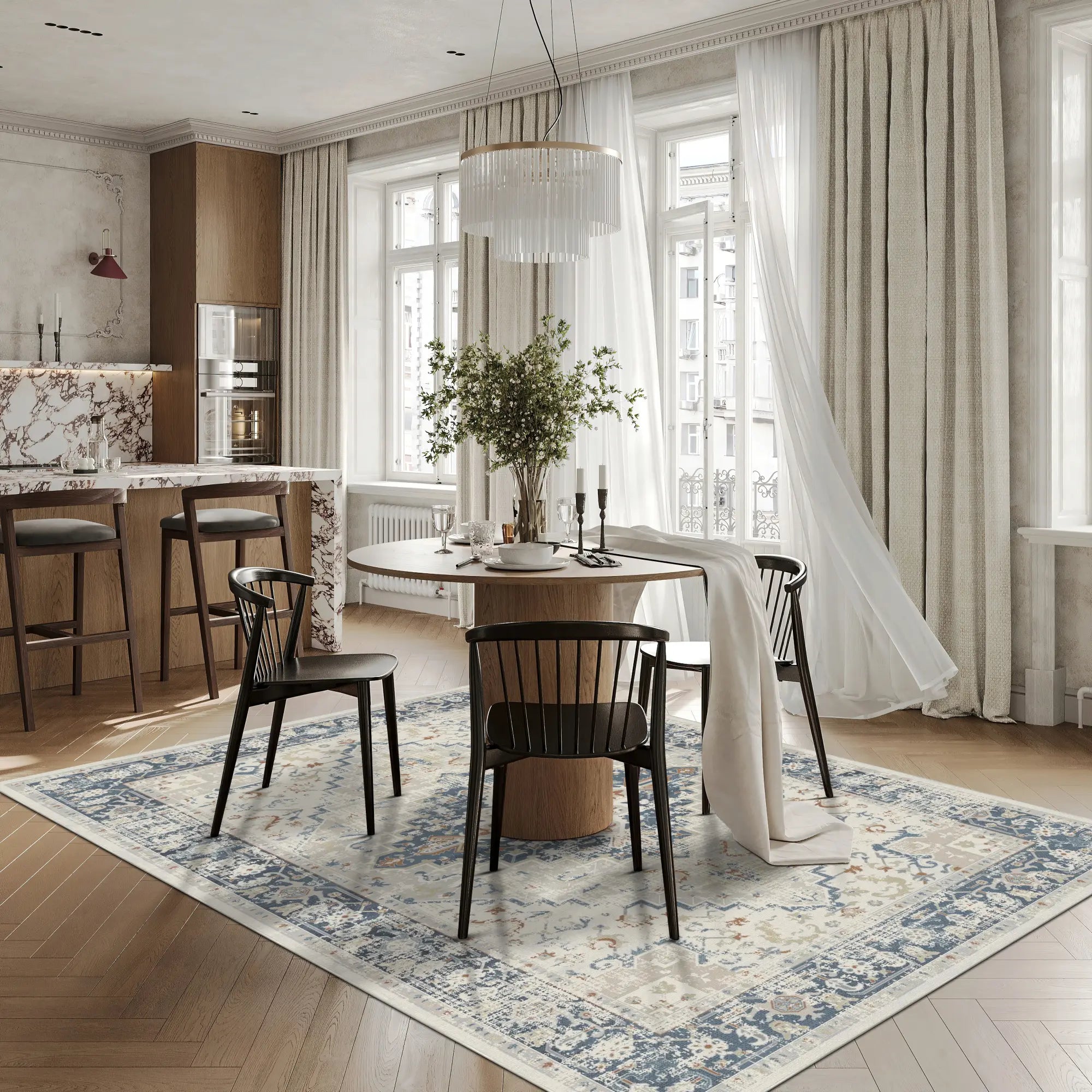 Navy Ivory Heritage Rug