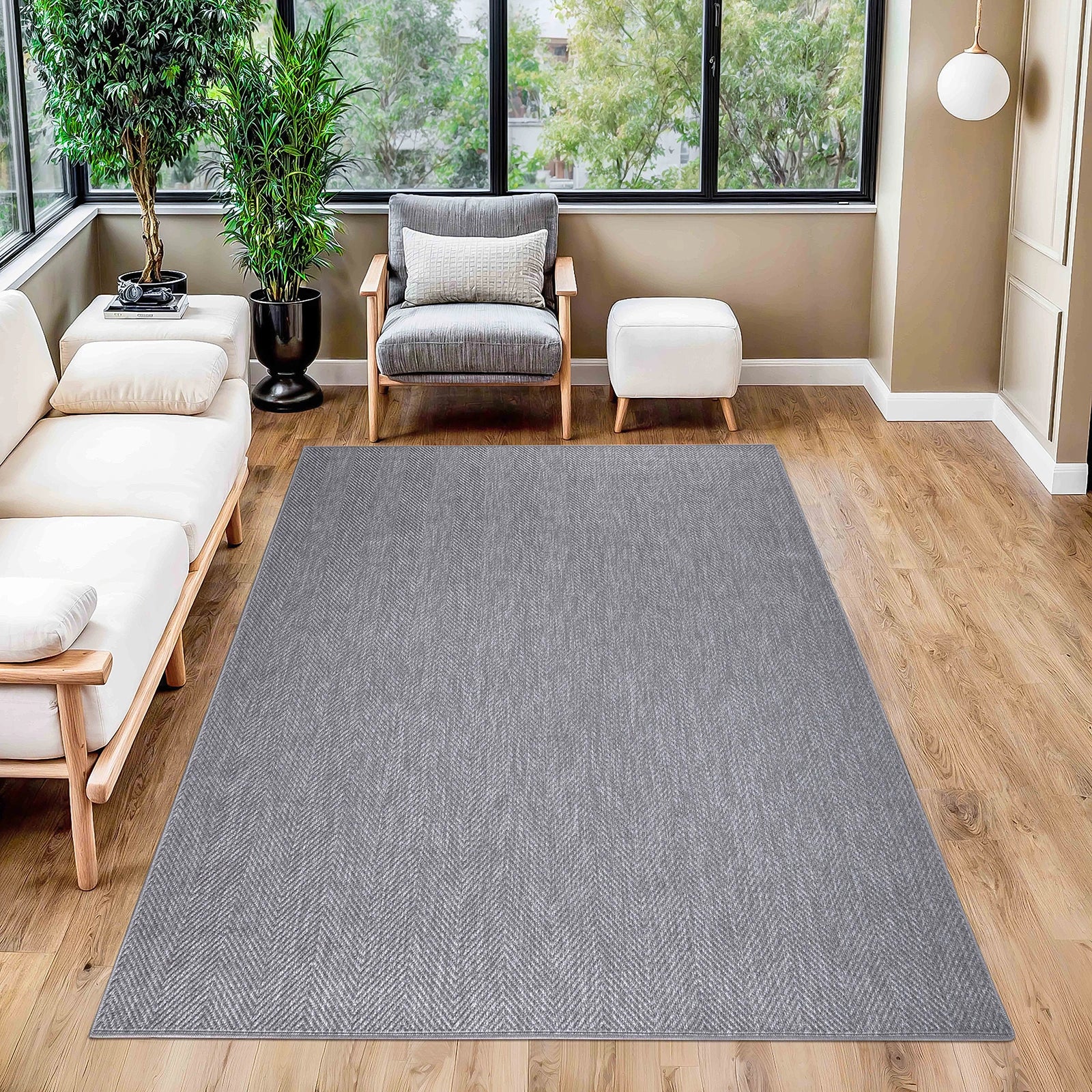 Storm Herringbone Woven Jute Rug