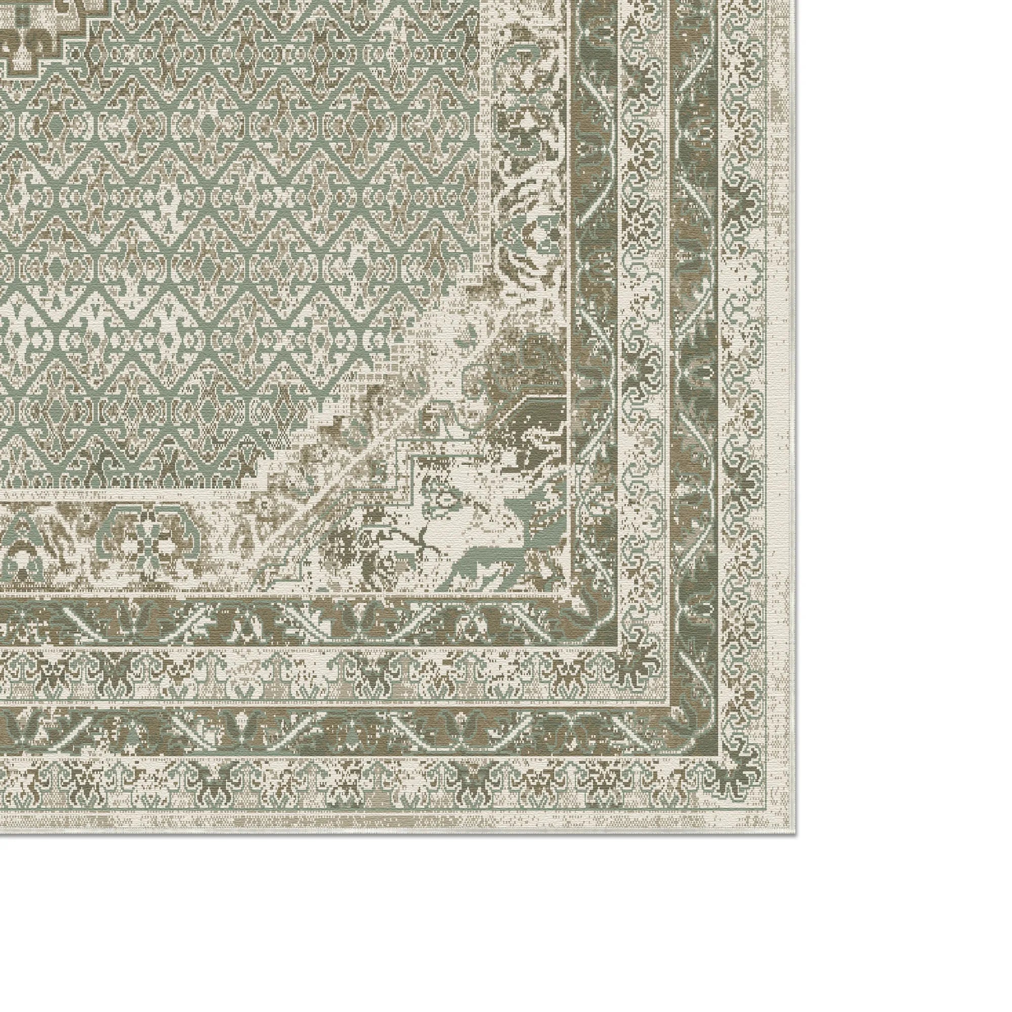 Vintage Green Medallion Rug