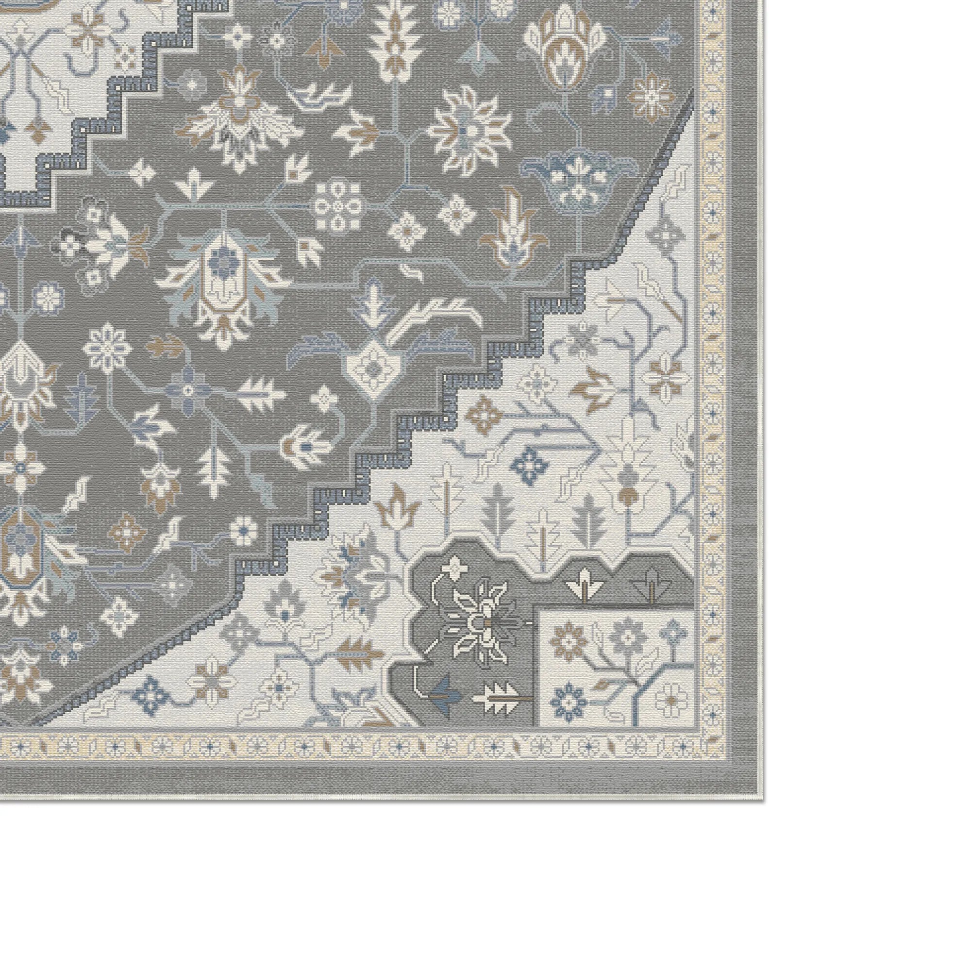 Pearl Silver Medallion Rug