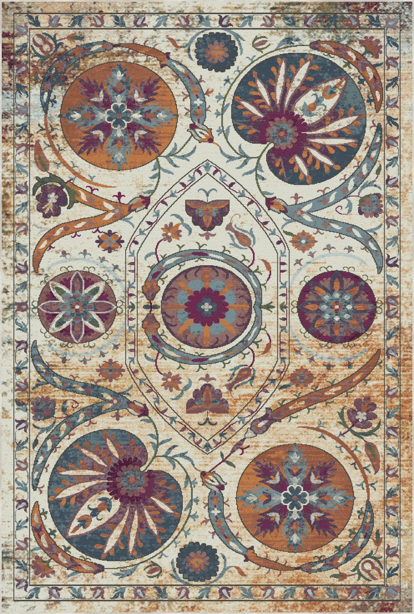 Bohemian Medallion Washable Area Rug