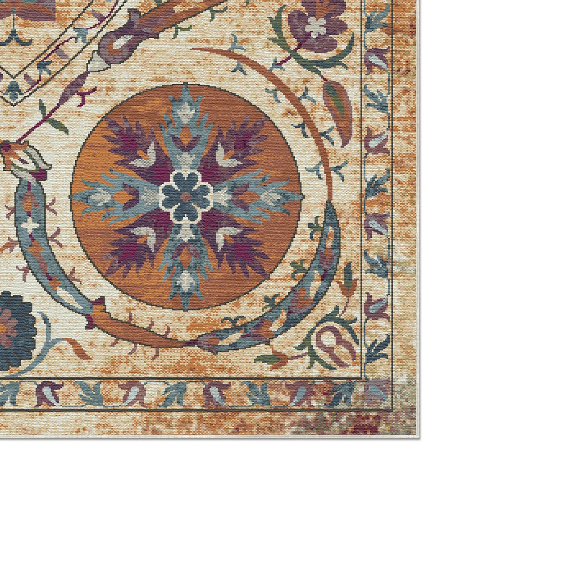 Bohemian Medallion Washable Area Rug