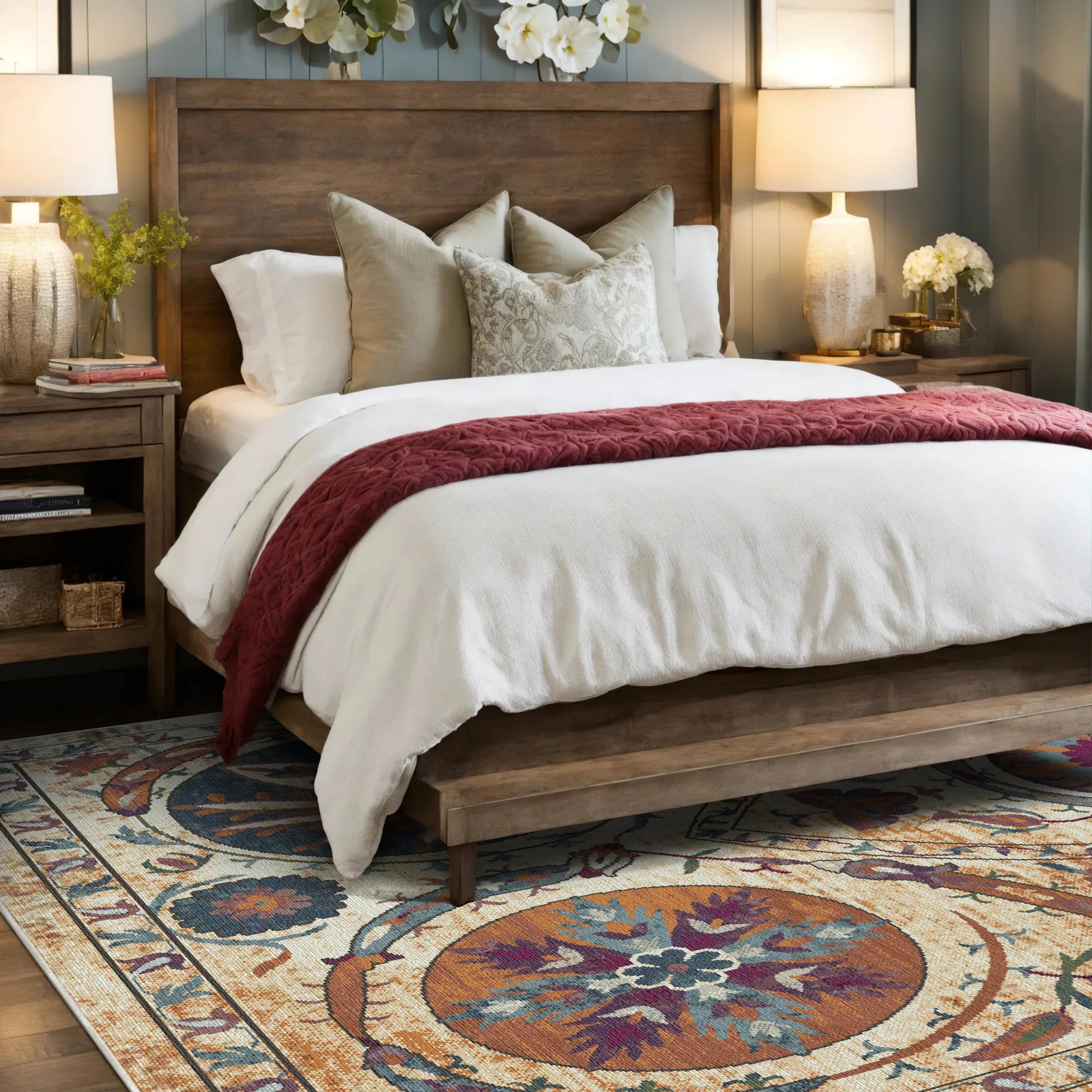 Bohemian Medallion Washable Area Rug