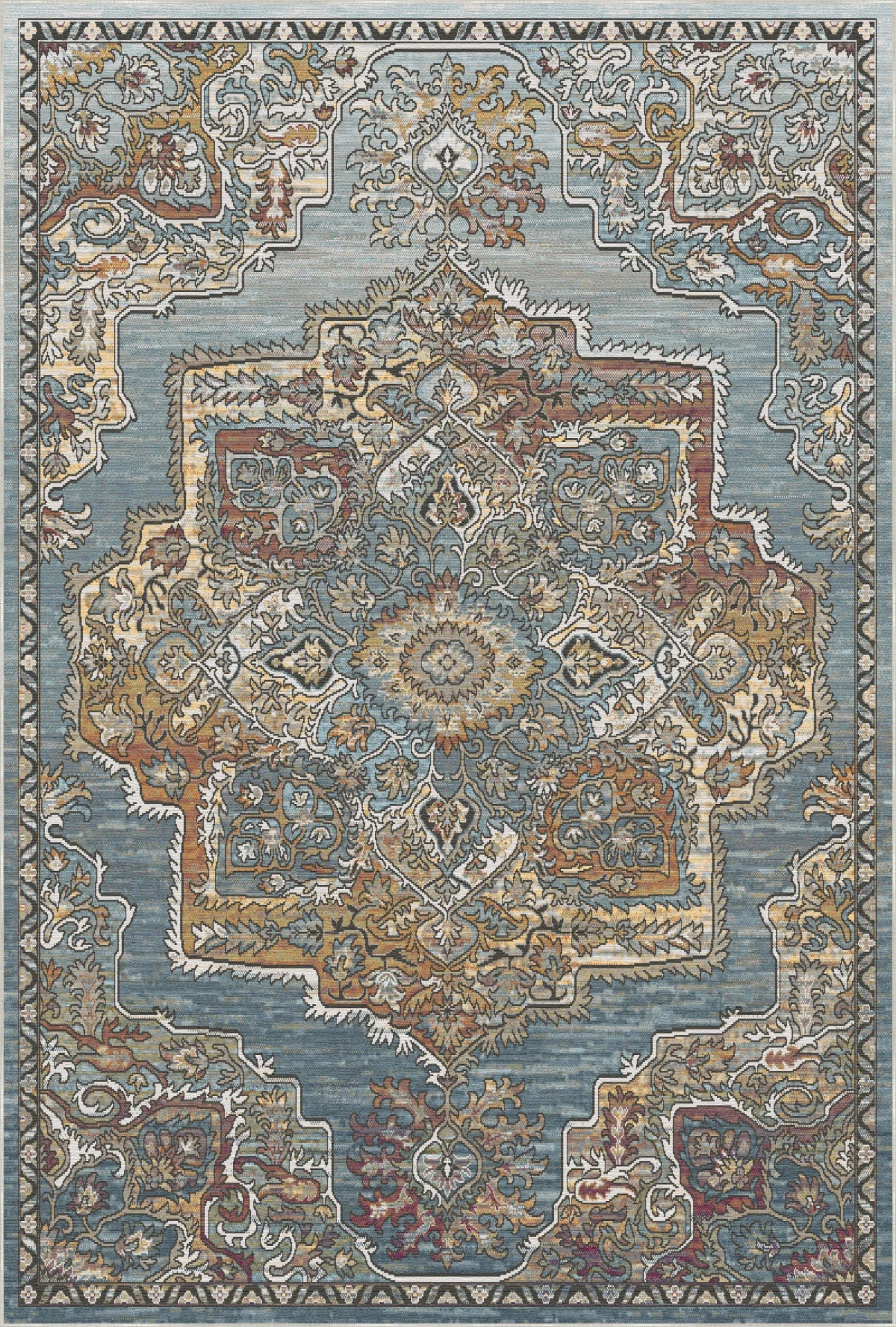 Bukhara Slate Traditional Washable Rug