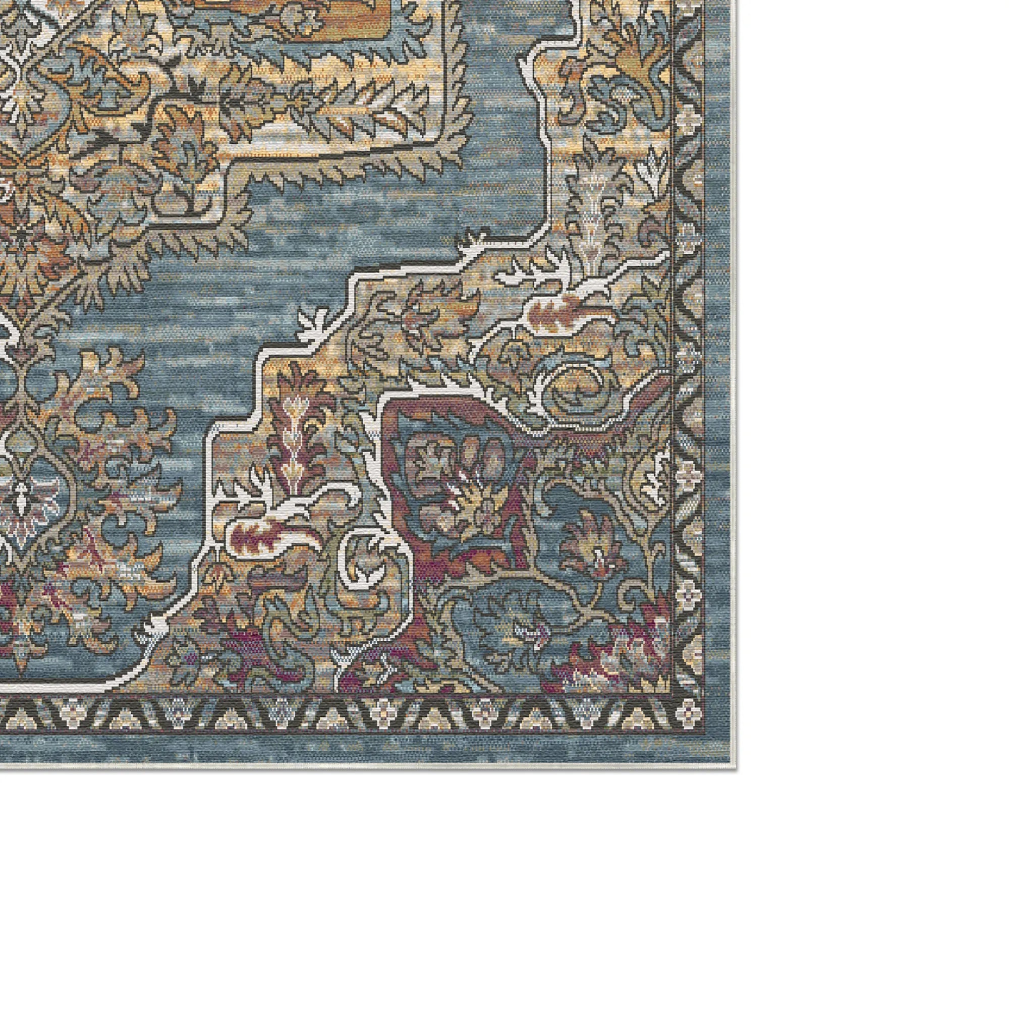 Bukhara Slate Traditional Washable Rug