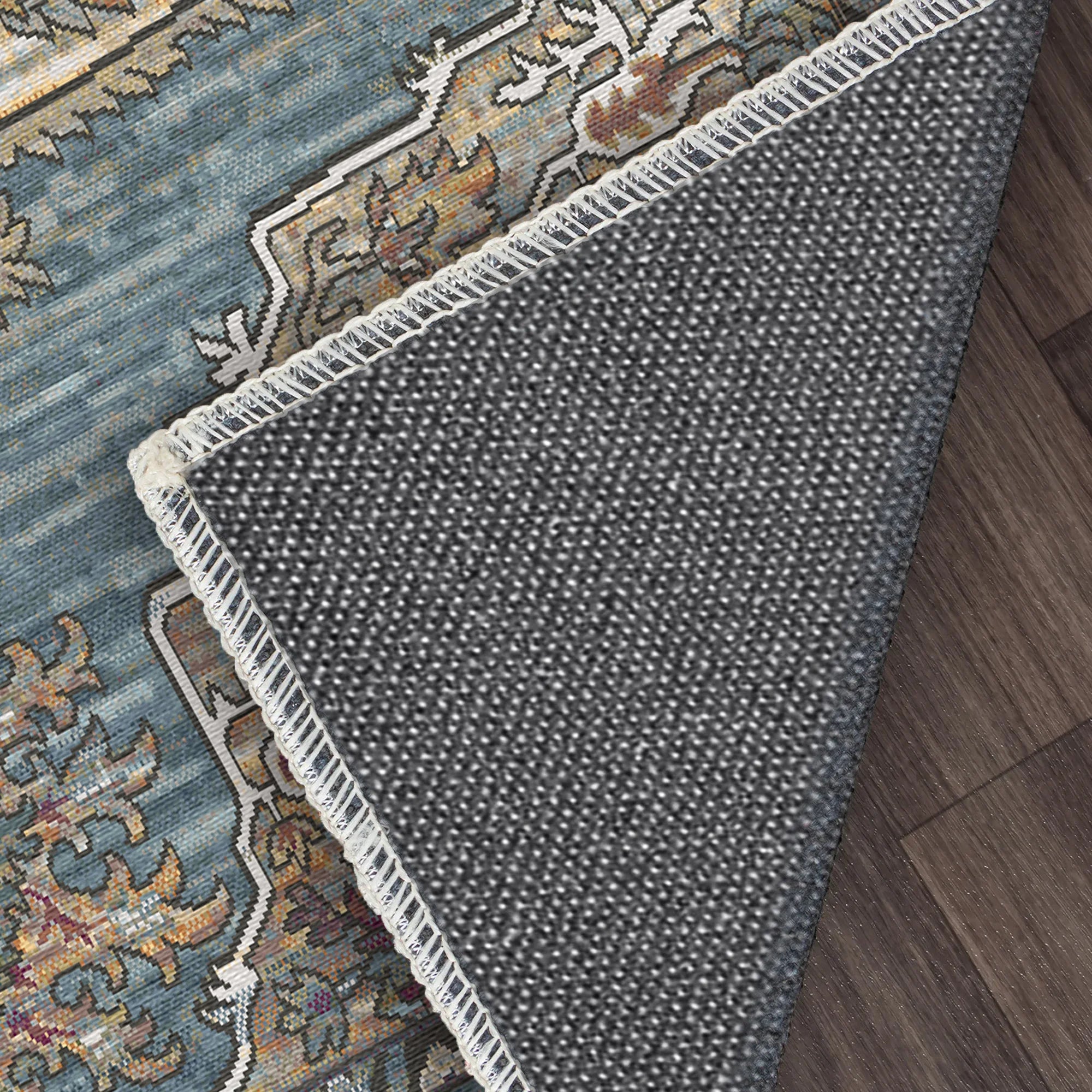 Bukhara Slate Traditional Washable Rug