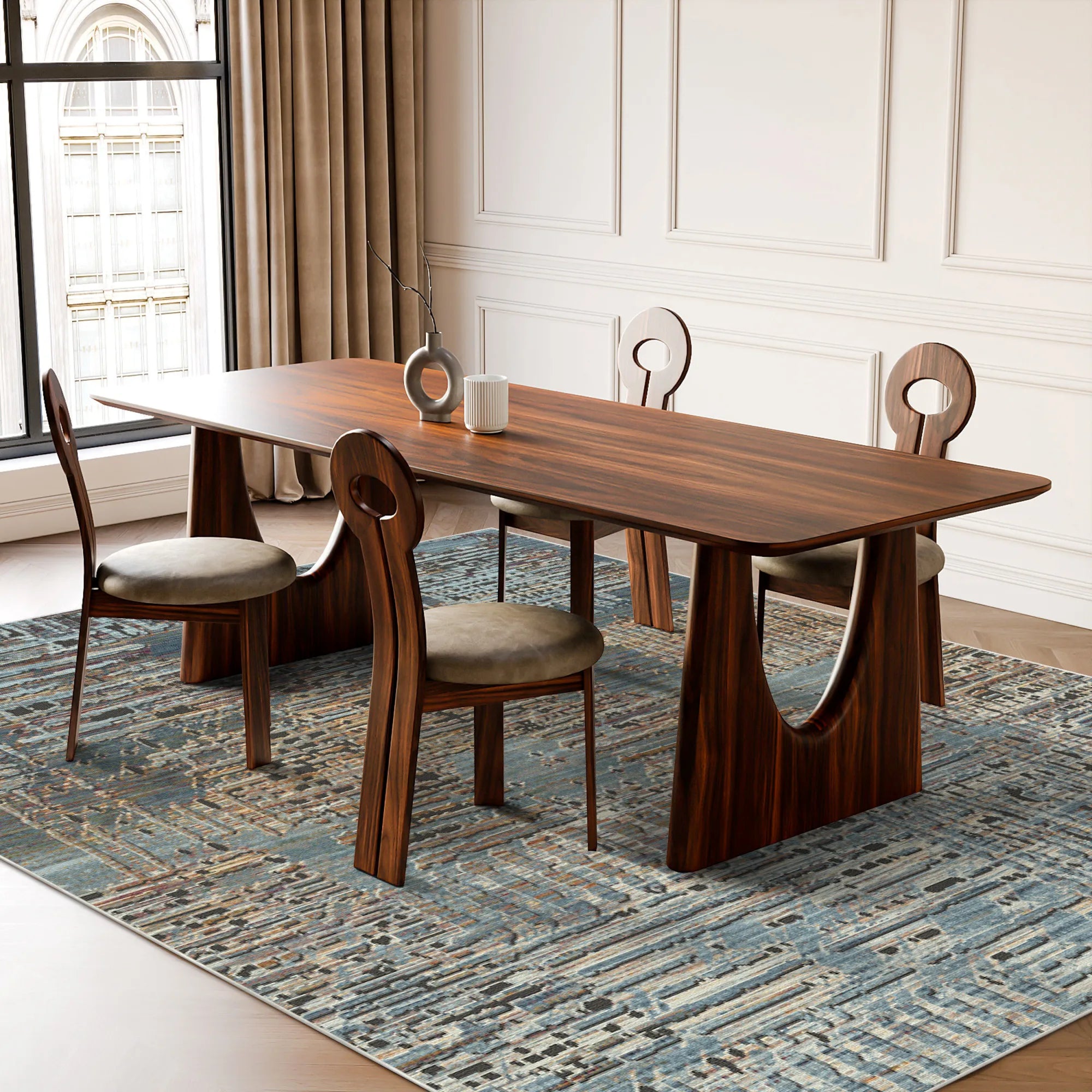 Frankfurt Urban Abstract Washable Rug