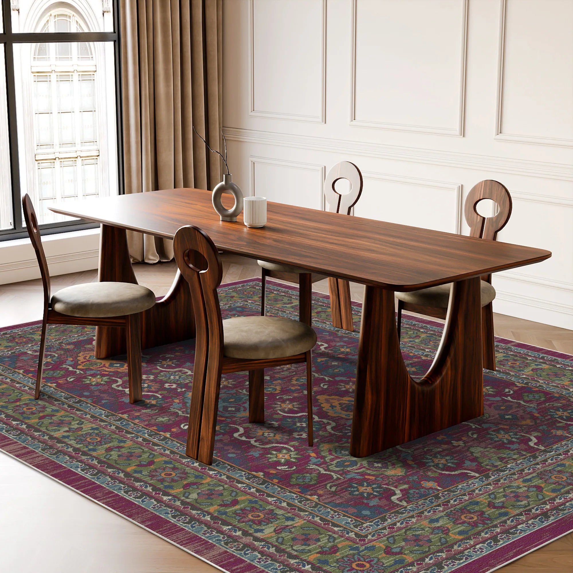 Marrakech Plum Traditional Washable Rug